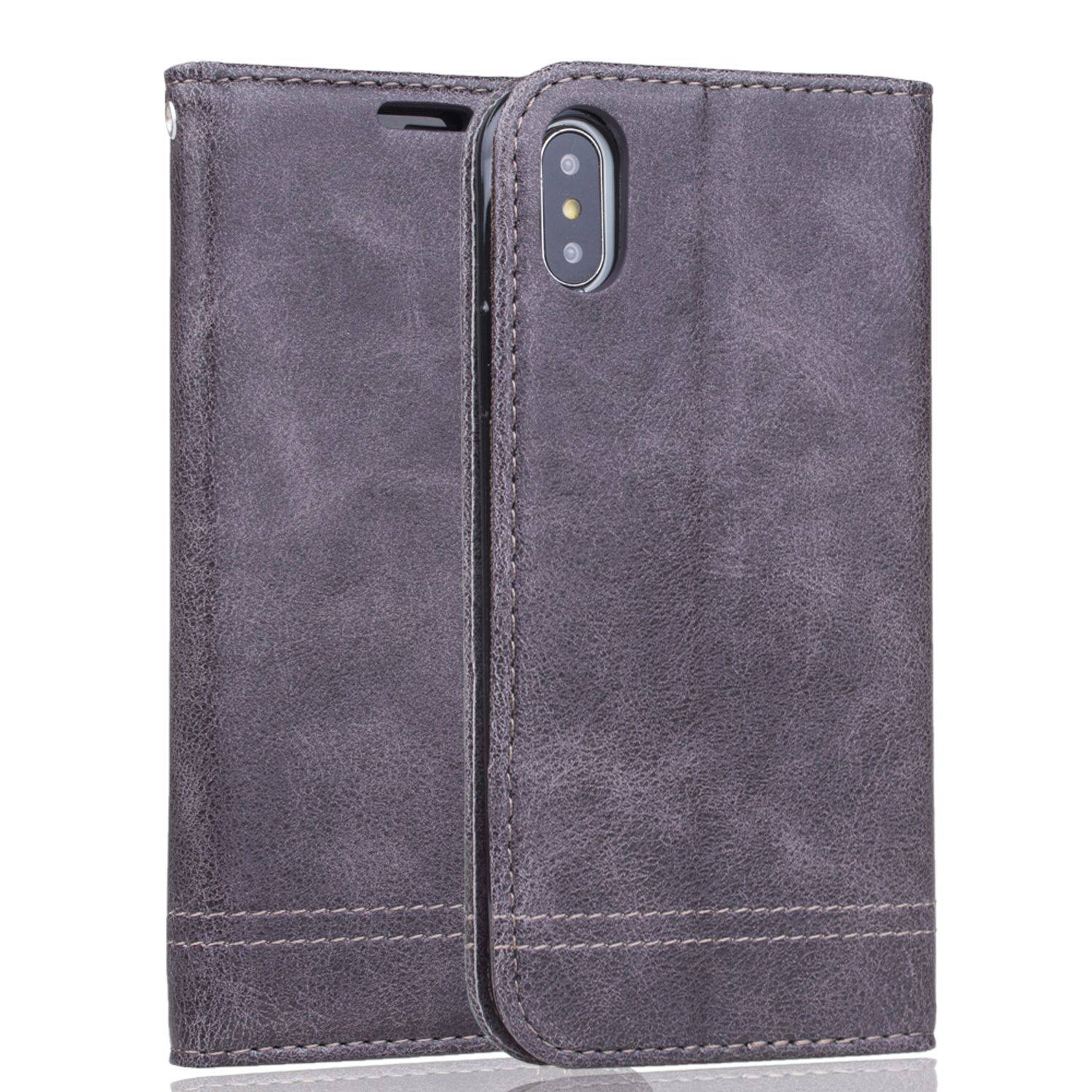 Apple iPhone XS Handyhülle Bookcover Grau