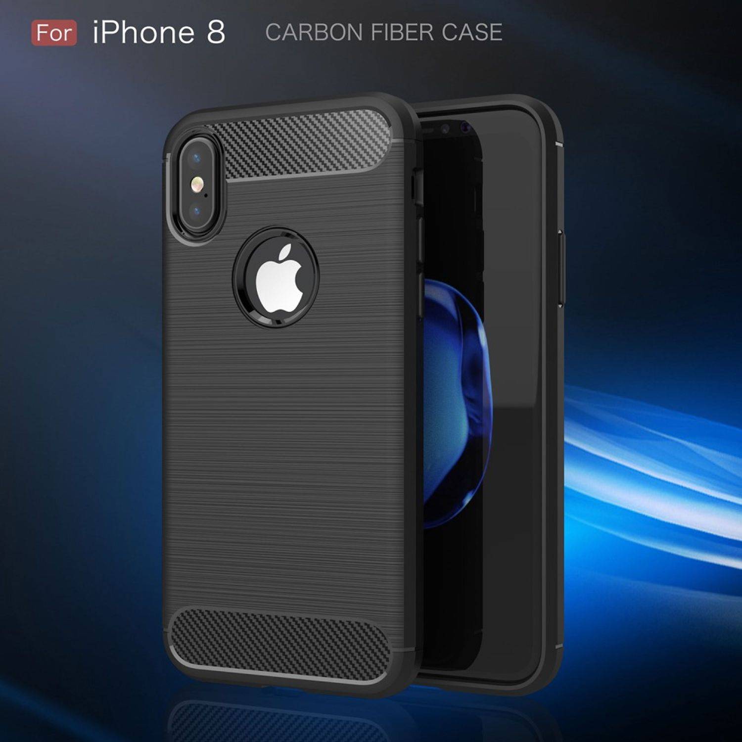 Apple iPhone XS Handyhülle Carbon Optik Backcover Schwarz