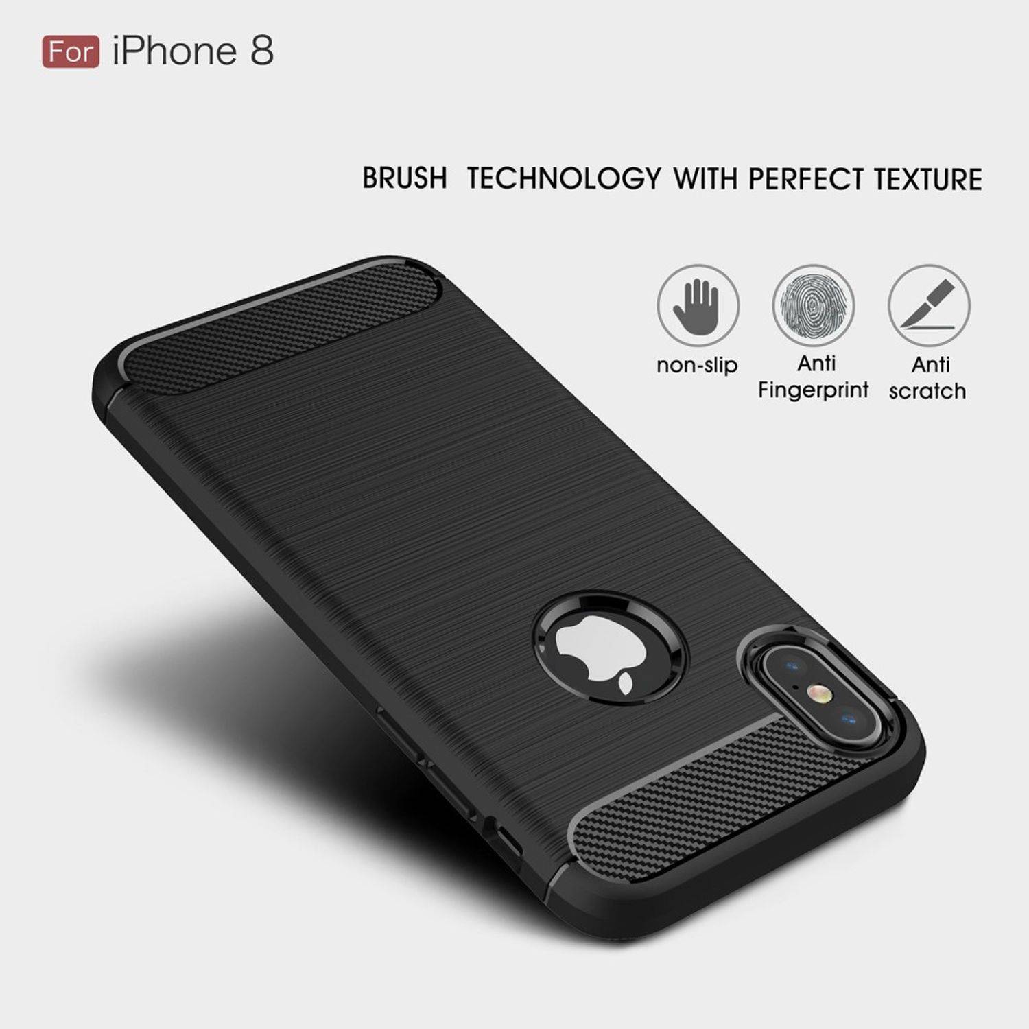 Apple iPhone XS Handyhülle Carbon Optik Backcover Schwarz