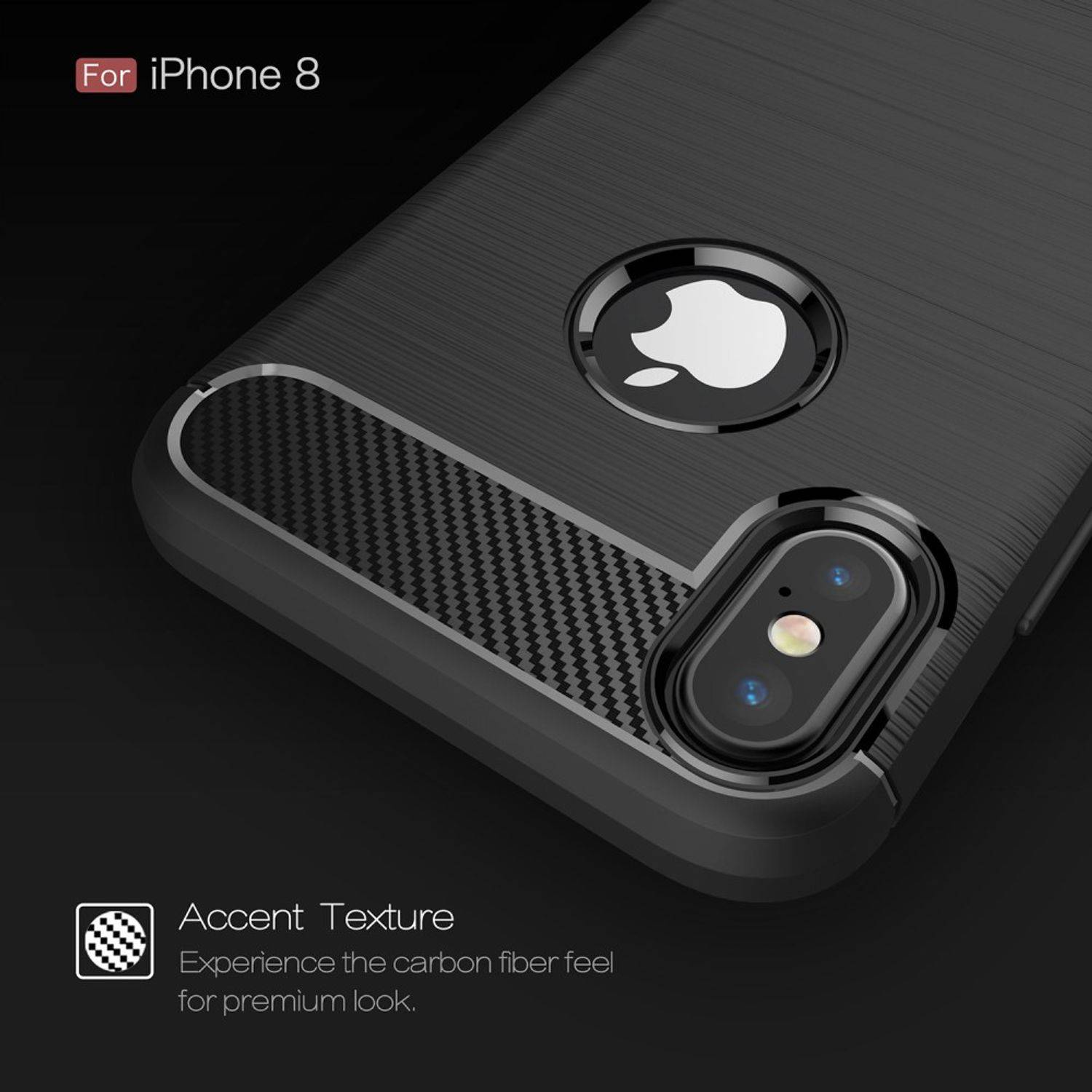 Apple iPhone XS Handyhülle Carbon Optik Backcover Schwarz