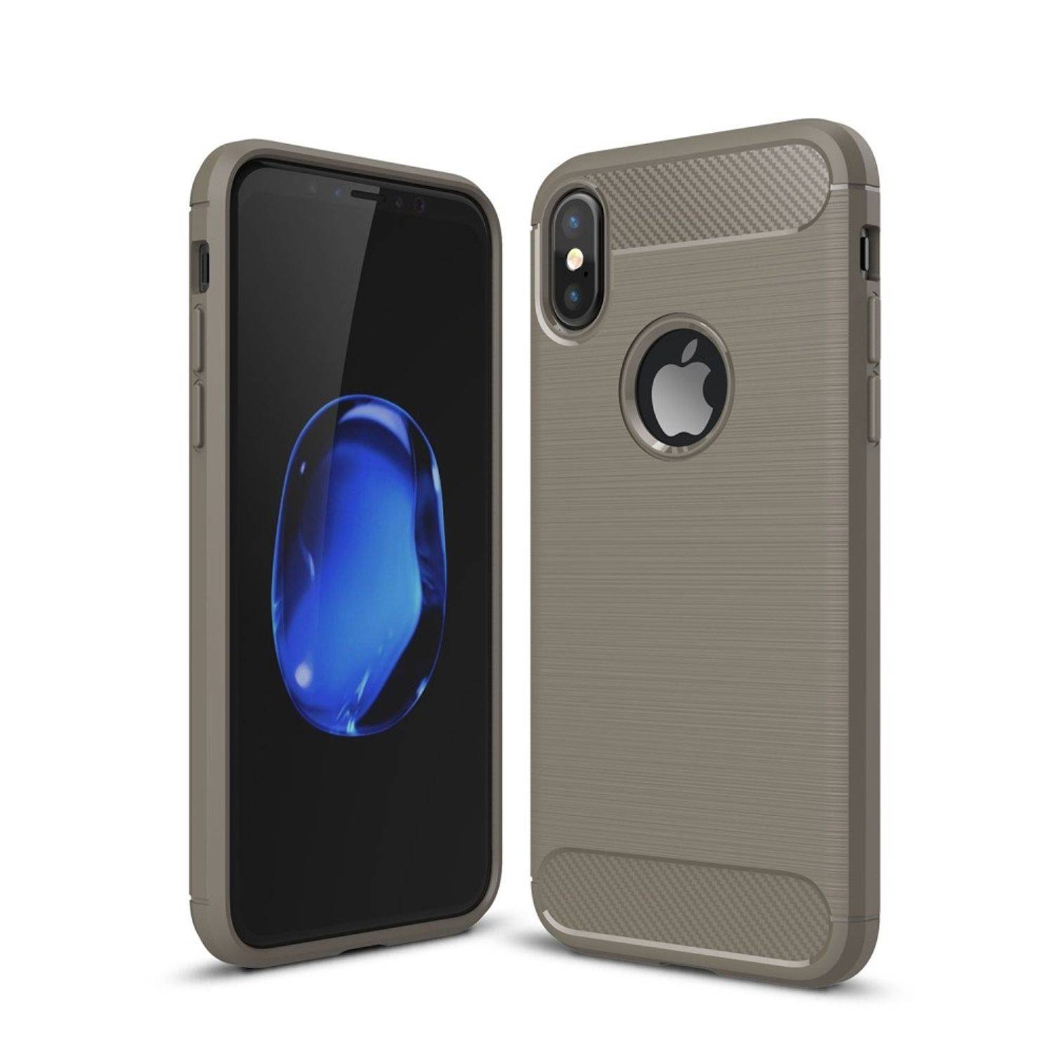 Apple iPhone XS Handyhülle Carbon Optik Backcover Grau