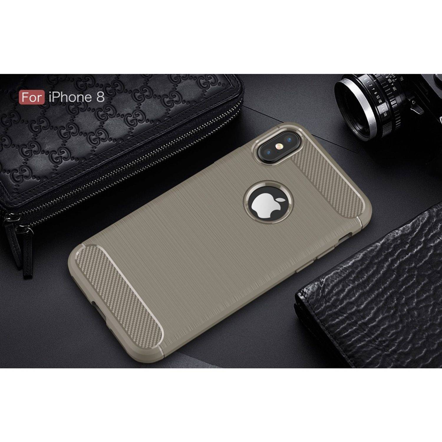 Apple iPhone XS Handyhülle Carbon Optik Backcover Grau