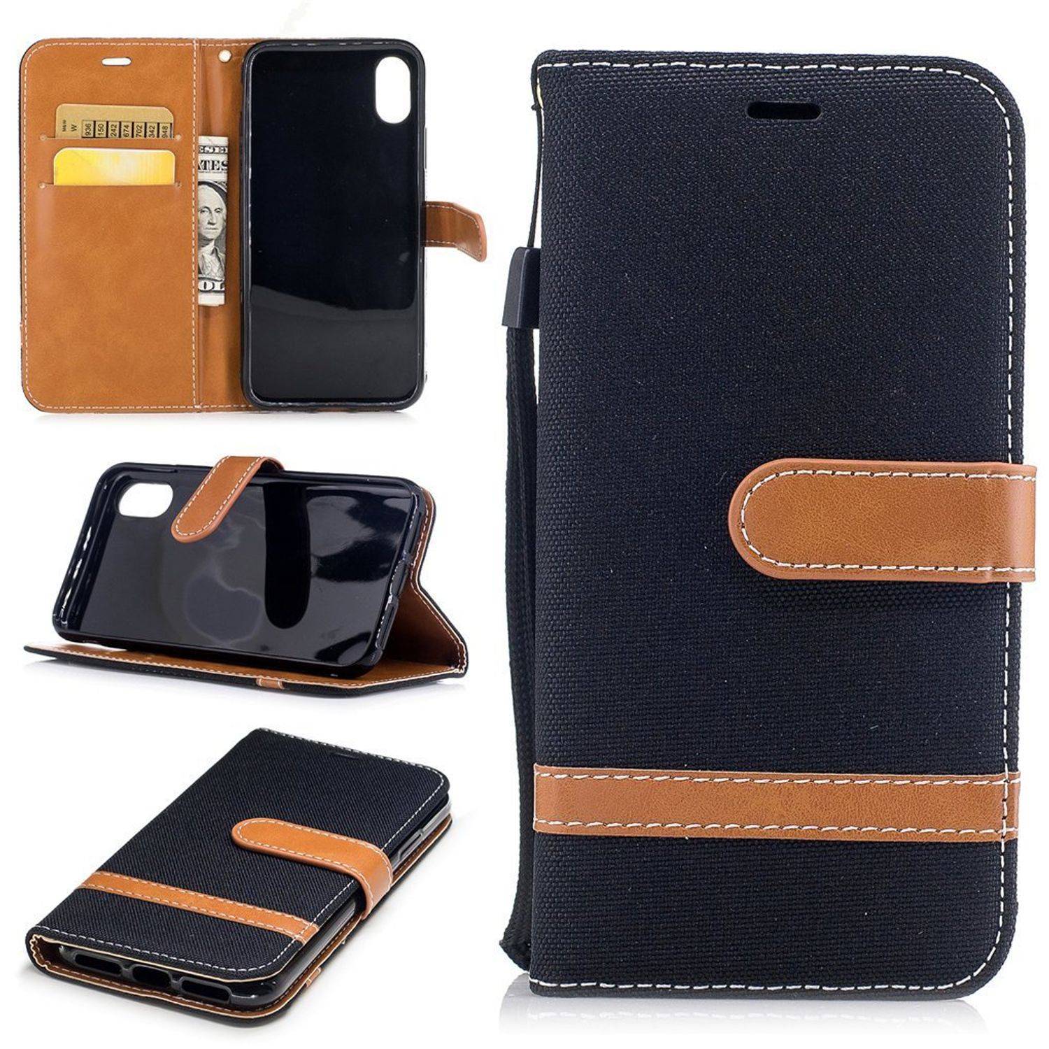 Apple iPhone XS Handyhülle Bookcover Schwarz
