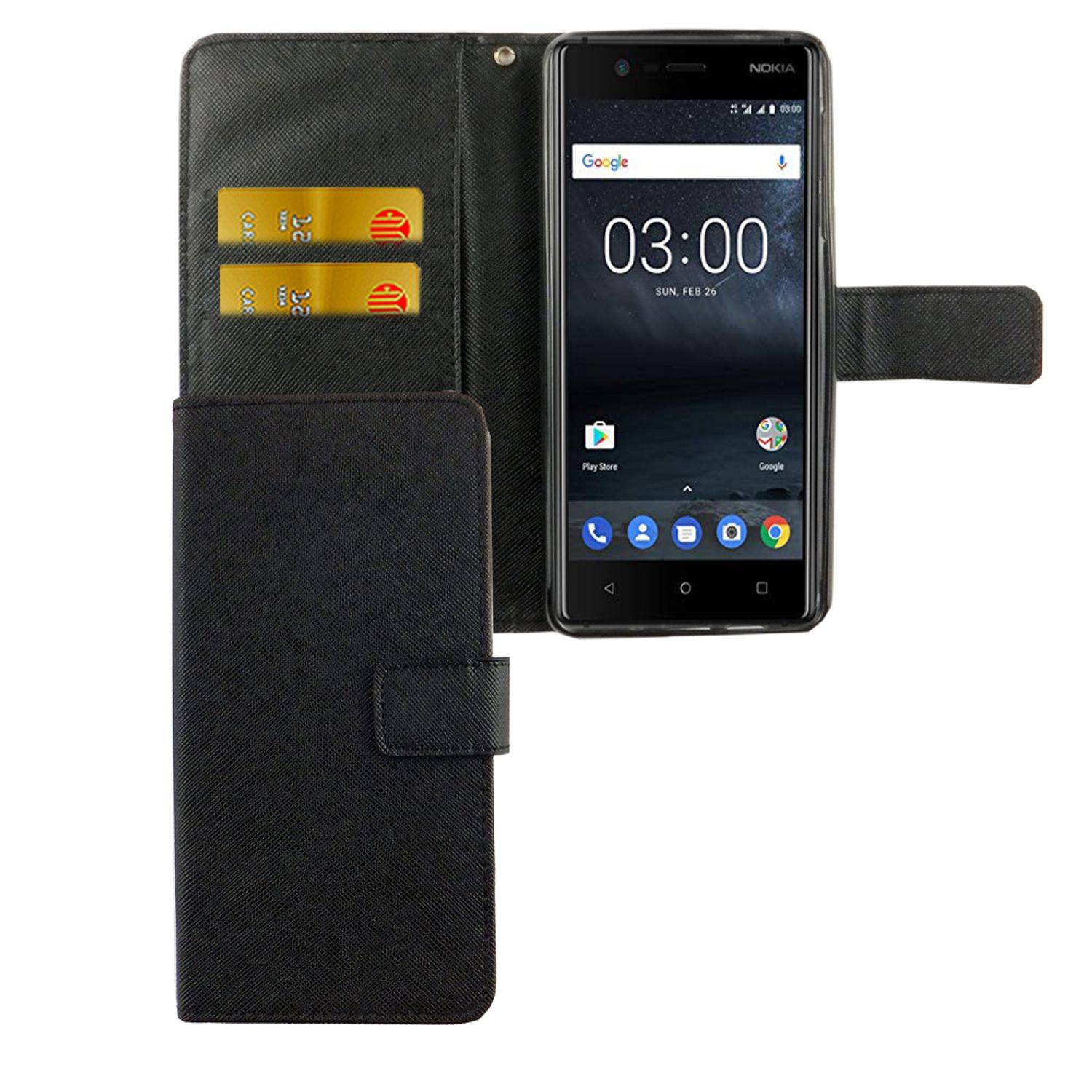Nokia 3.1 Handyhülle Bookcover Schwarz