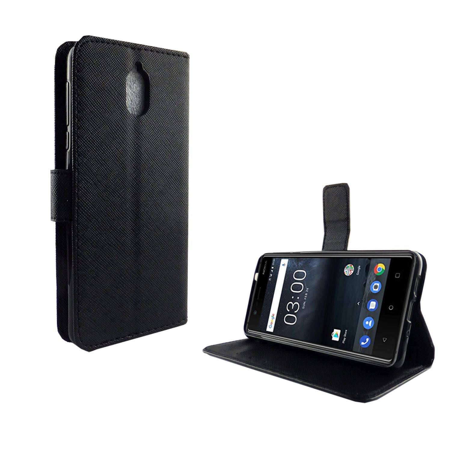 Nokia 3.1 Handyhülle Bookcover Schwarz