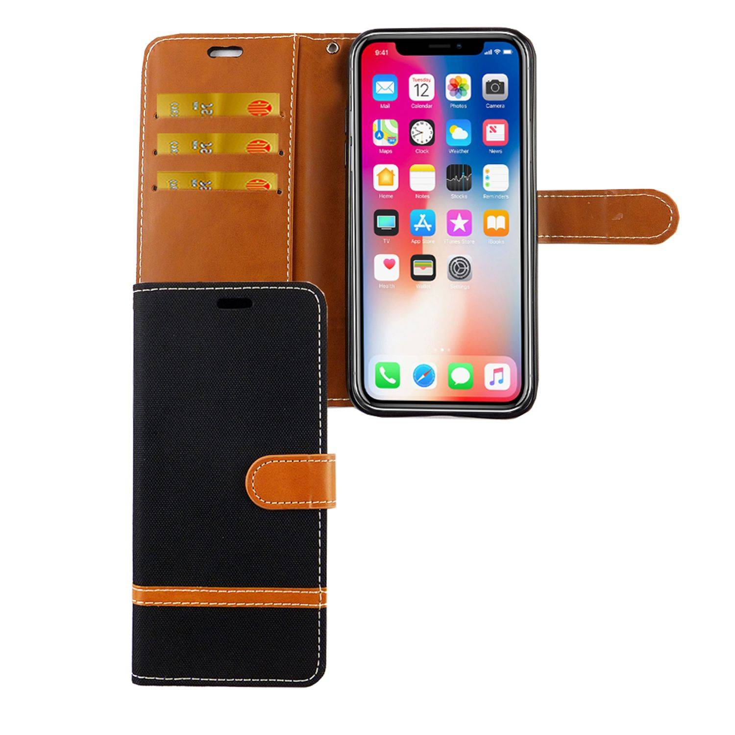 Apple iPhone XS Handyhülle Bookcover Schwarz