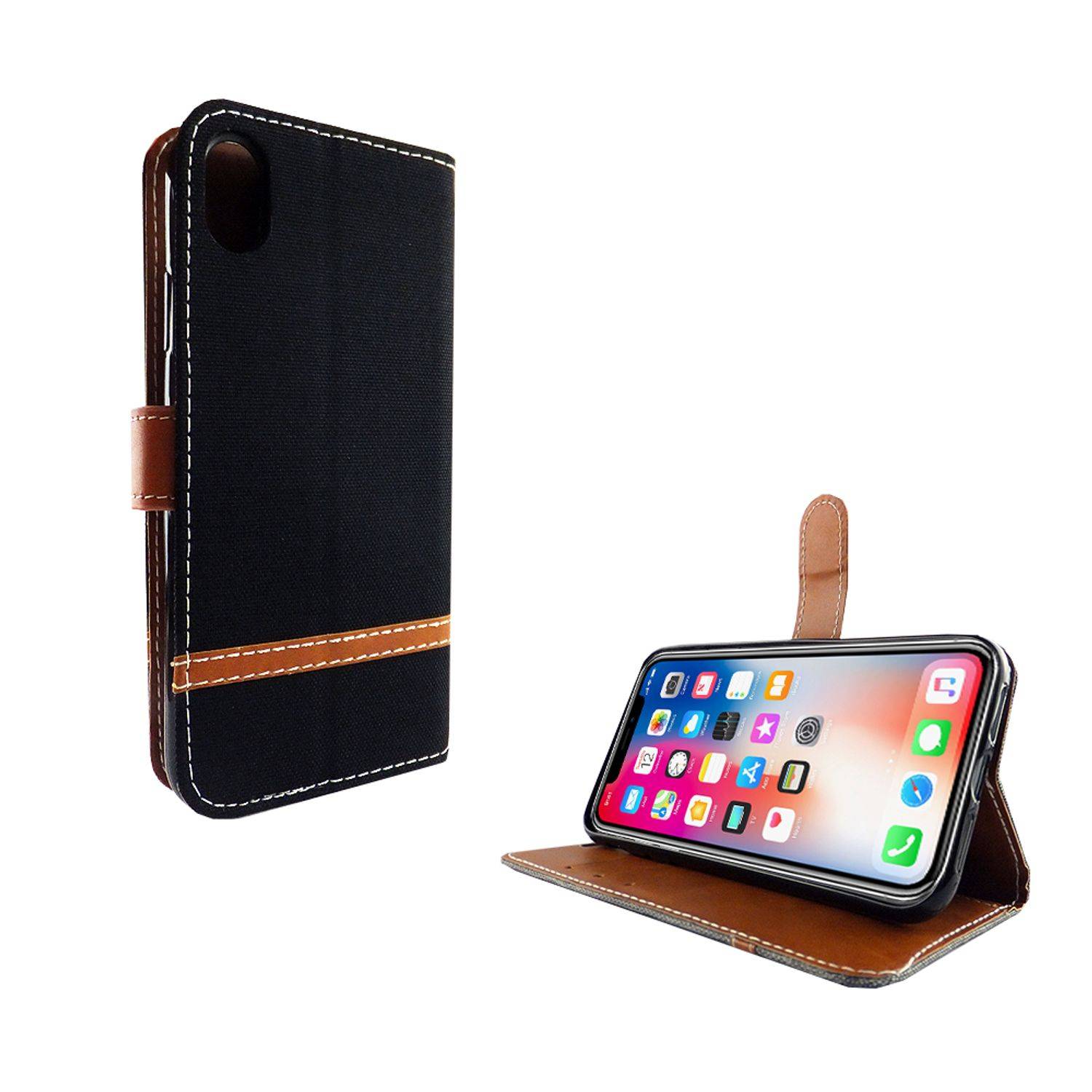 Apple iPhone XS Handyhülle Bookcover Schwarz
