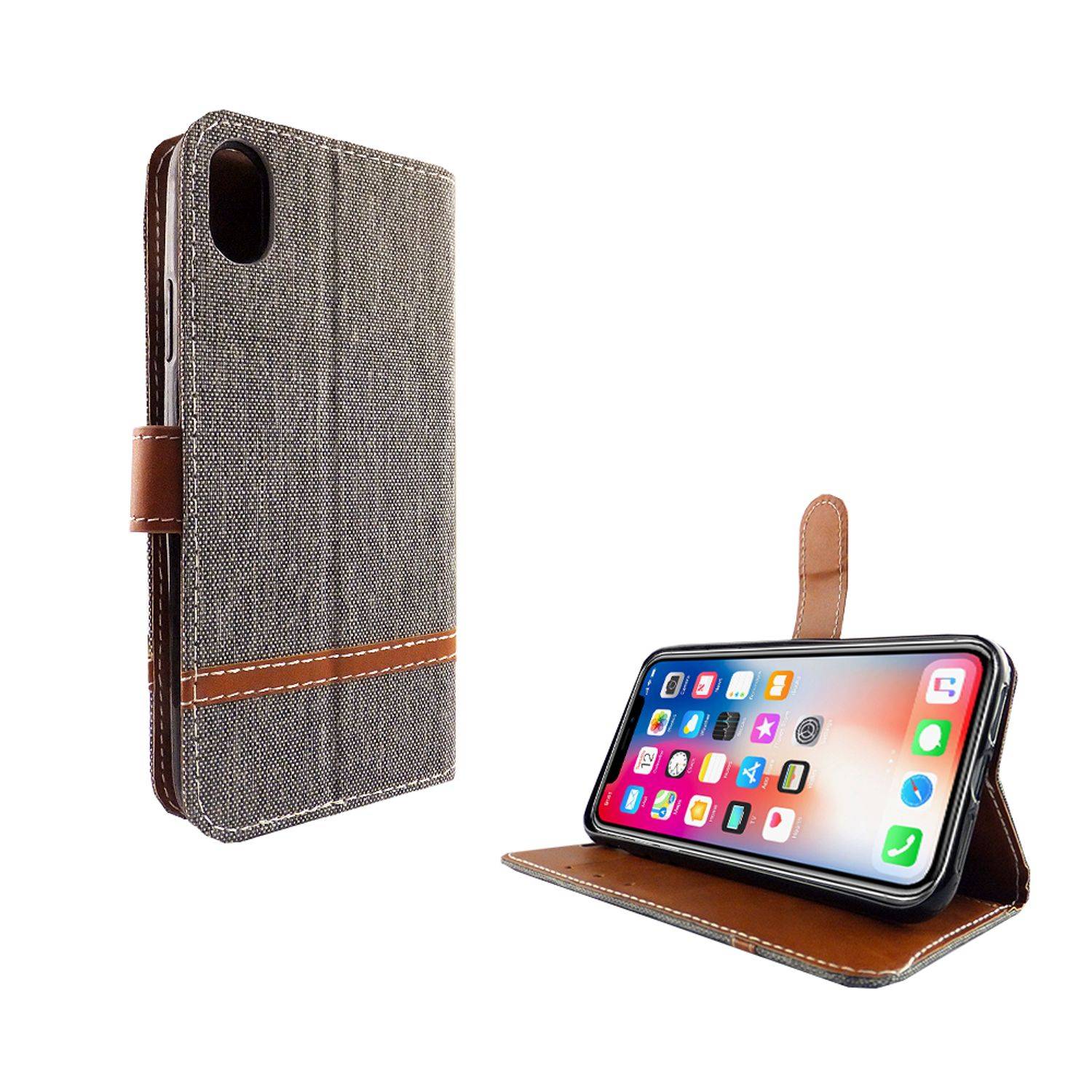 Apple iPhone XS Handyhülle Bookcover Grau
