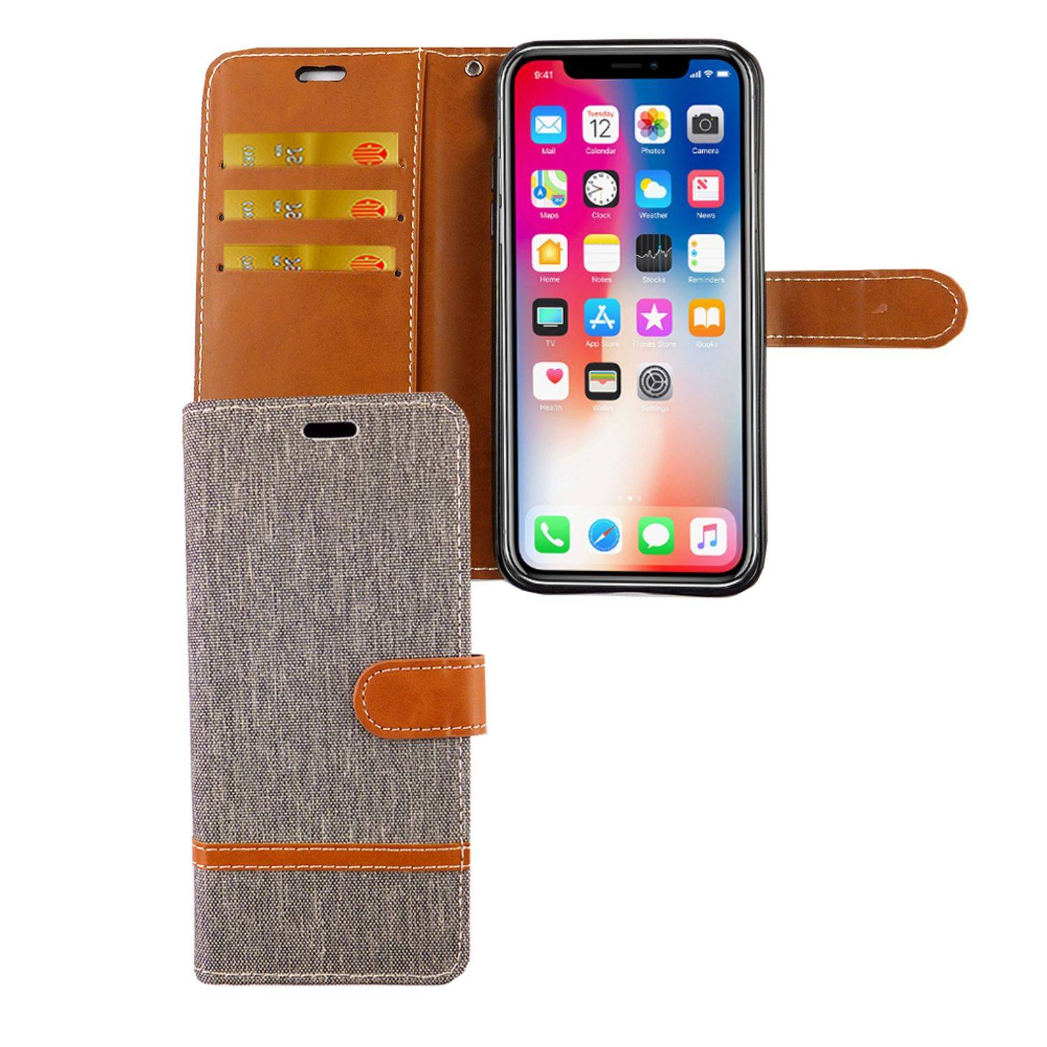 Apple iPhone XS Handyhülle Bookcover Grau