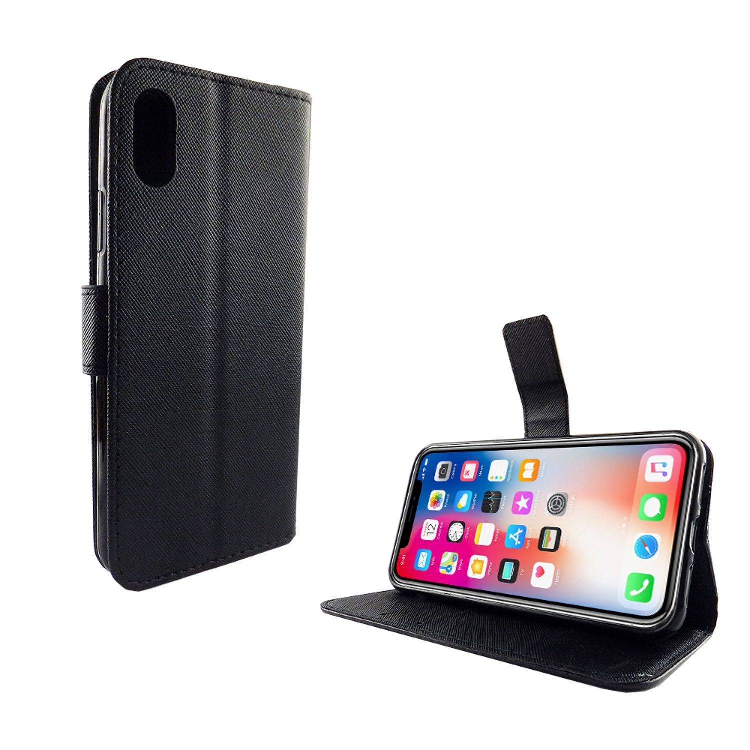 Apple iPhone XS Handyhülle Bookcover Schwarz