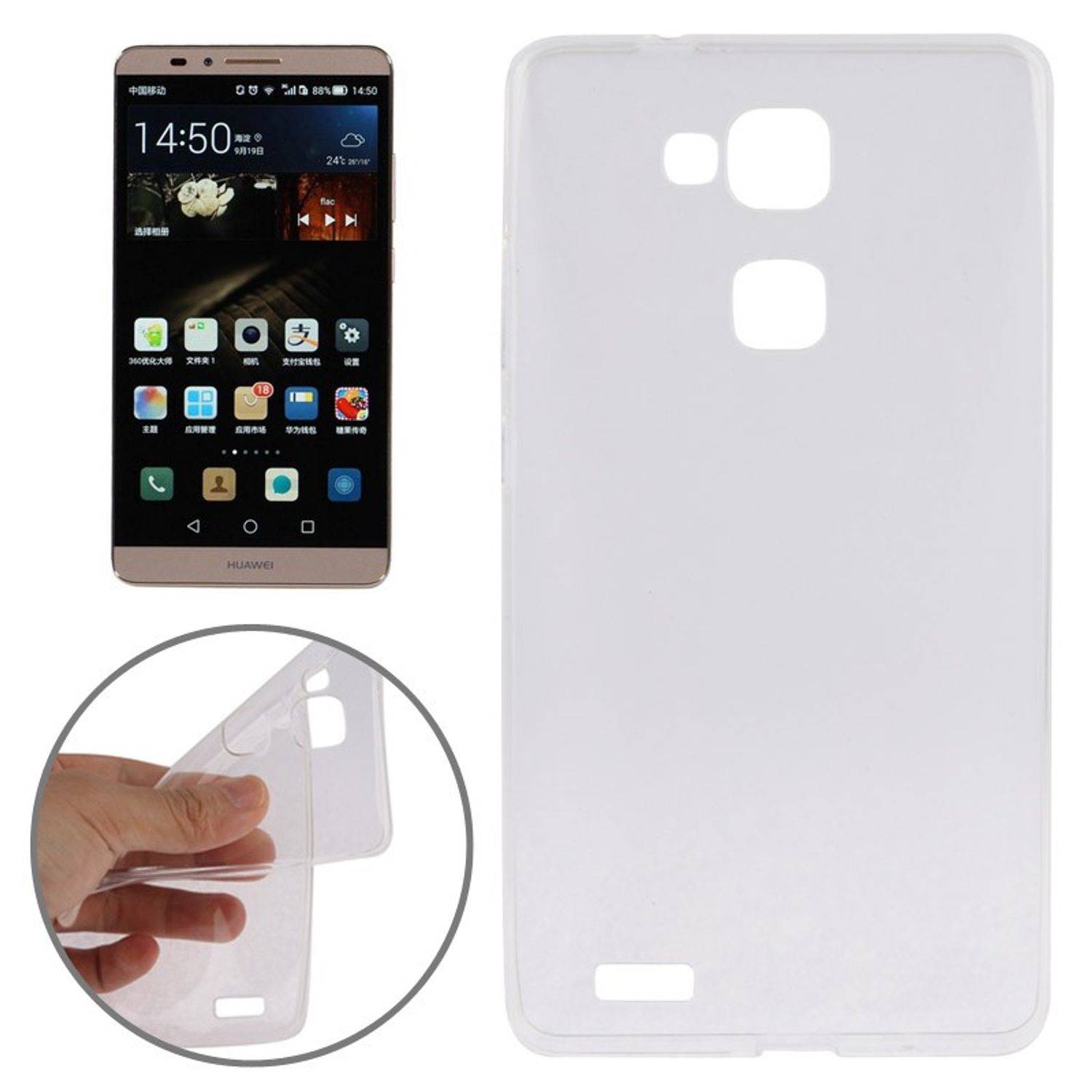 Huawei Ascend Mate 7 Handyhülle Ultra Dünn Bumper Backcover Transparent