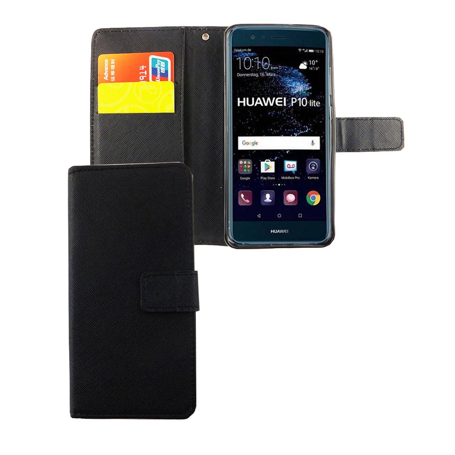Huawei P10 Lite Handyhülle Bookcover Schwarz