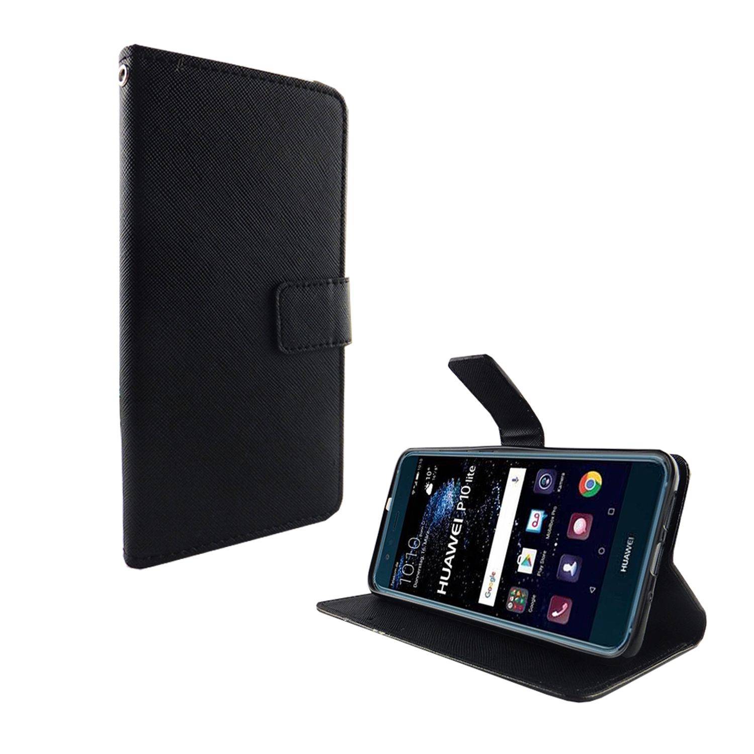 Huawei P10 Lite Handyhülle Bookcover Schwarz