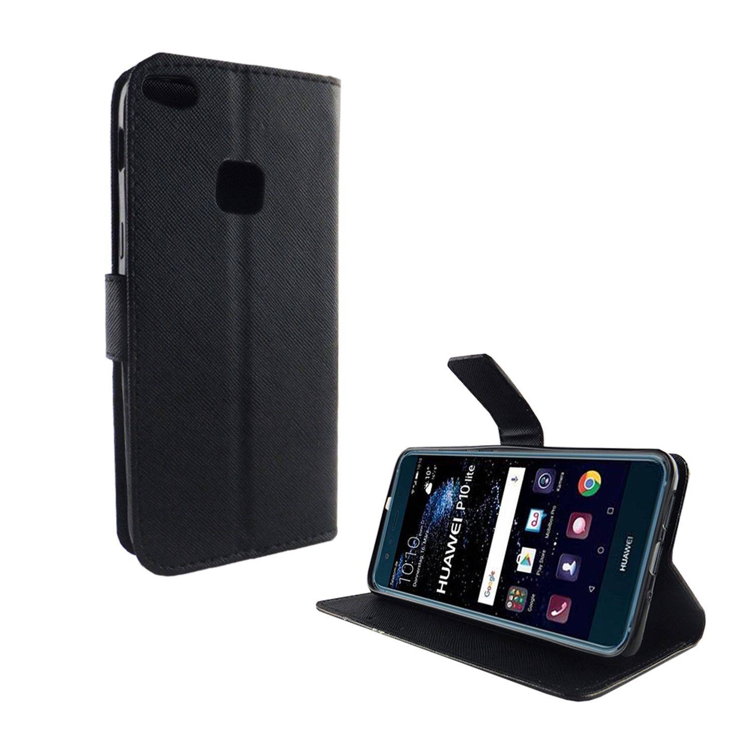 Huawei P10 Lite Handyhülle Bookcover Schwarz