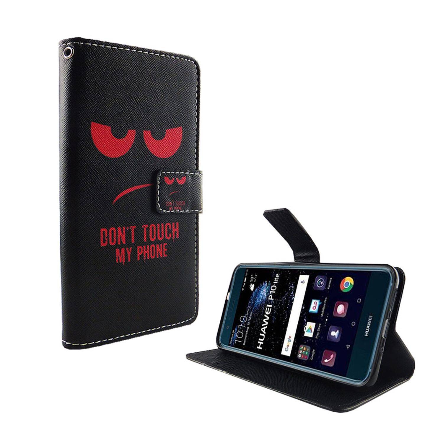 Huawei P10 Lite Handyhülle Bookcover Schwarz