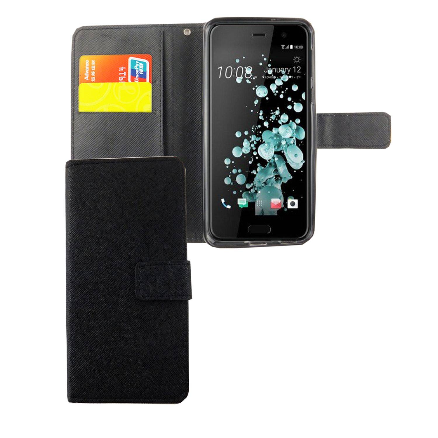 HTC U Play Handyhülle Bookcover Schwarz