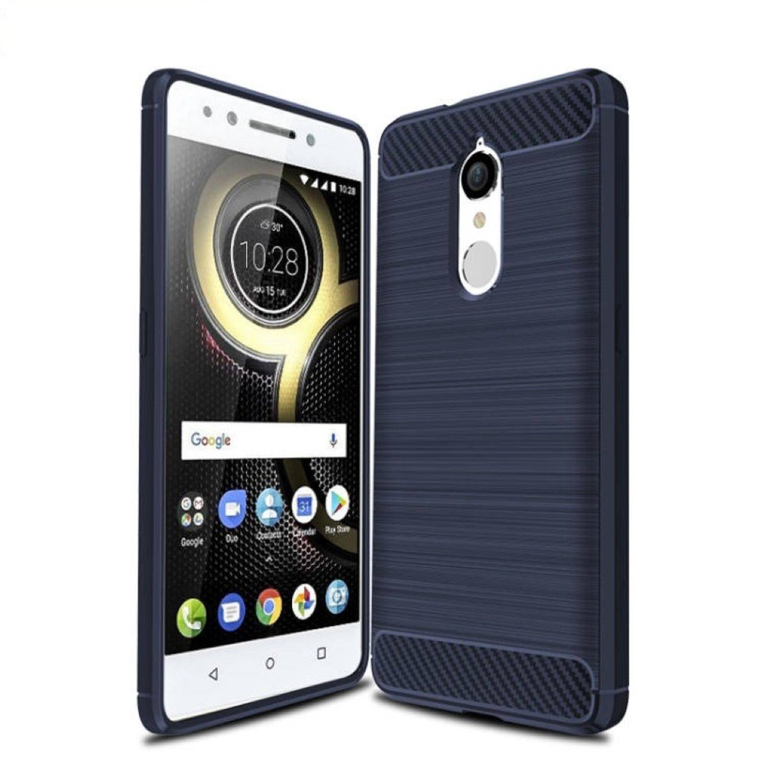 Lenovo K8 Handyhülle Carbon Optik Backcover Blau