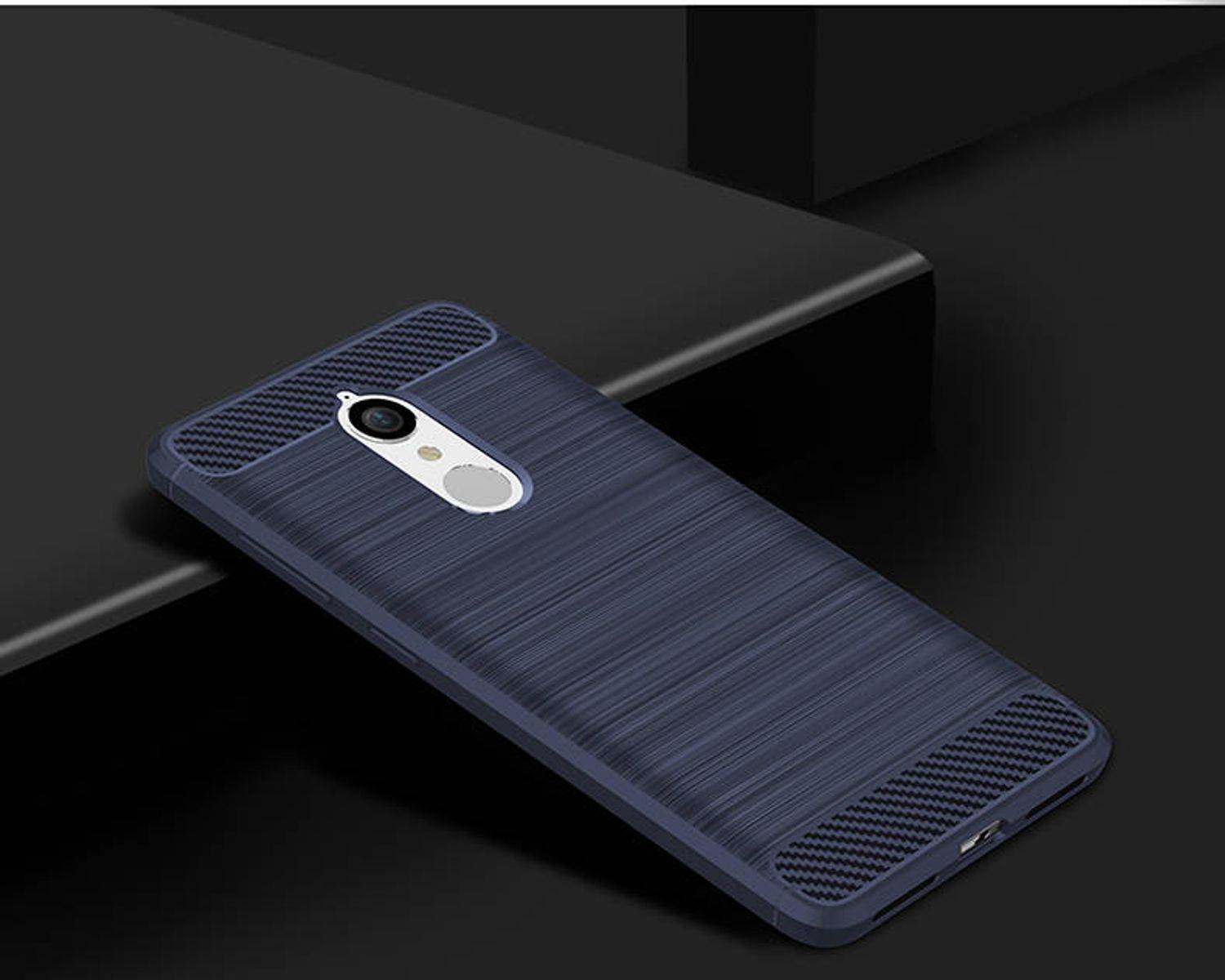 Lenovo K8 Handyhülle Carbon Optik Backcover Blau