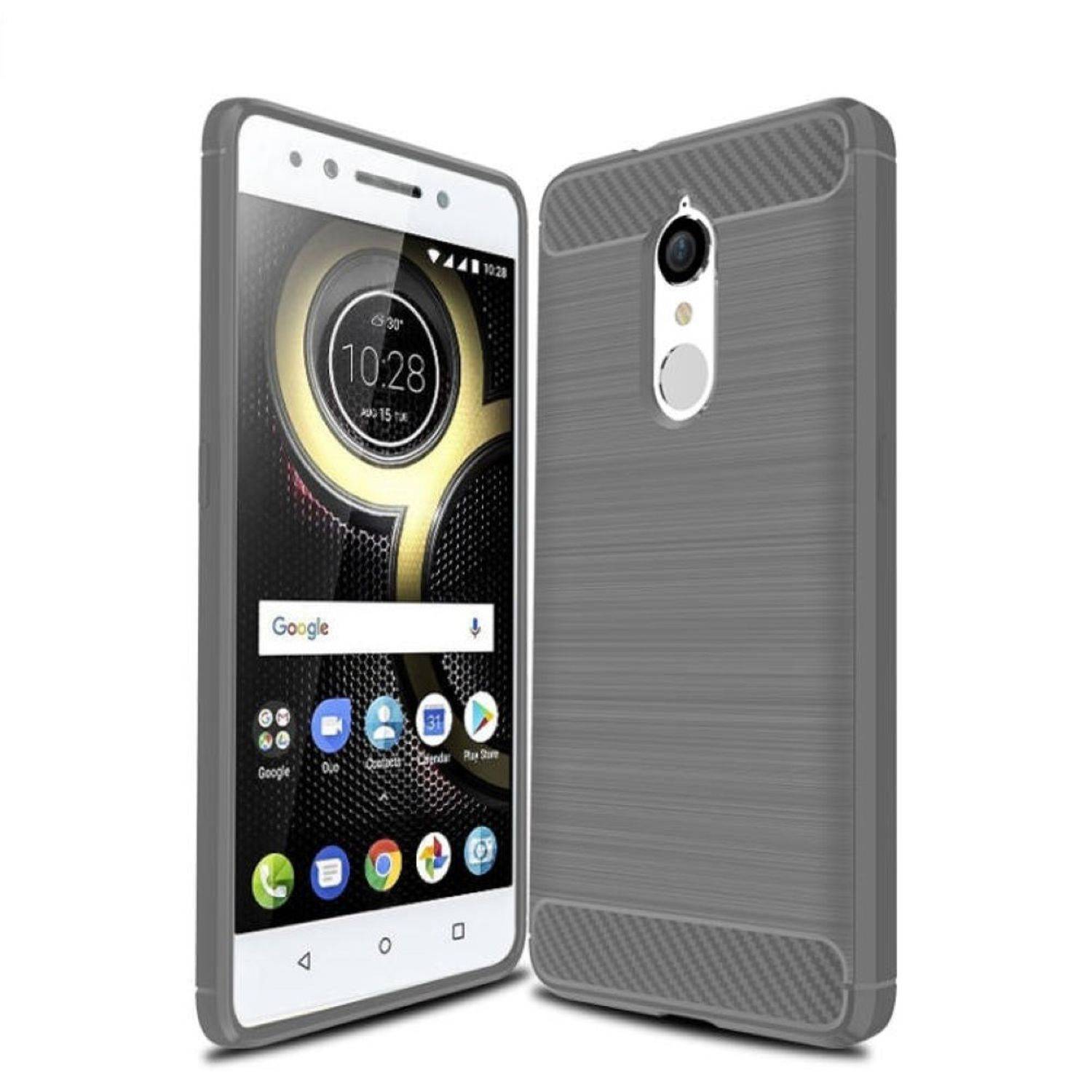 Lenovo K8 Handyhülle Carbon Optik Backcover Grau
