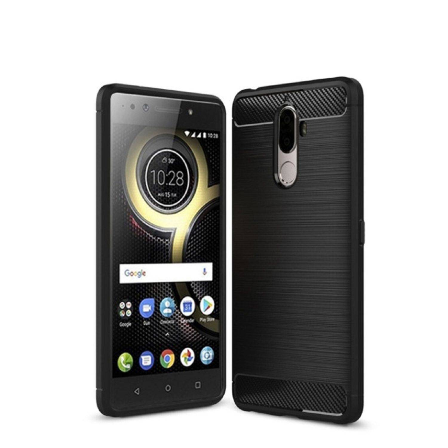 Lenovo K8 Plus Handyhülle Carbon Optik Backcover Schwarz