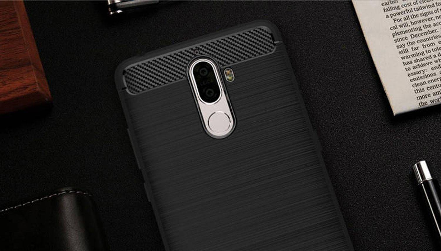 Lenovo K8 Plus Handyhülle Carbon Optik Backcover Schwarz