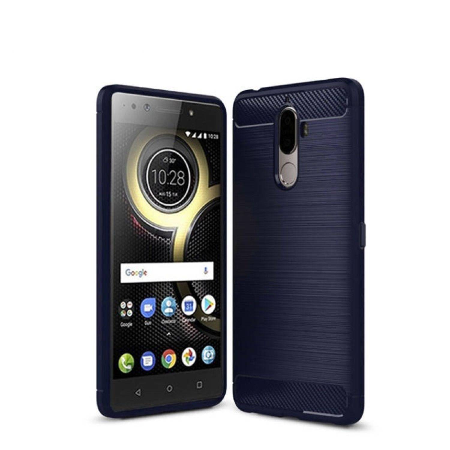Lenovo K8 Plus Handyhülle Carbon Optik Backcover Blau