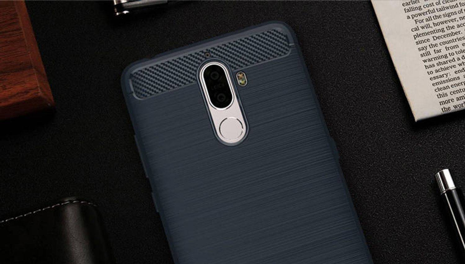 Lenovo K8 Plus Handyhülle Carbon Optik Backcover Blau