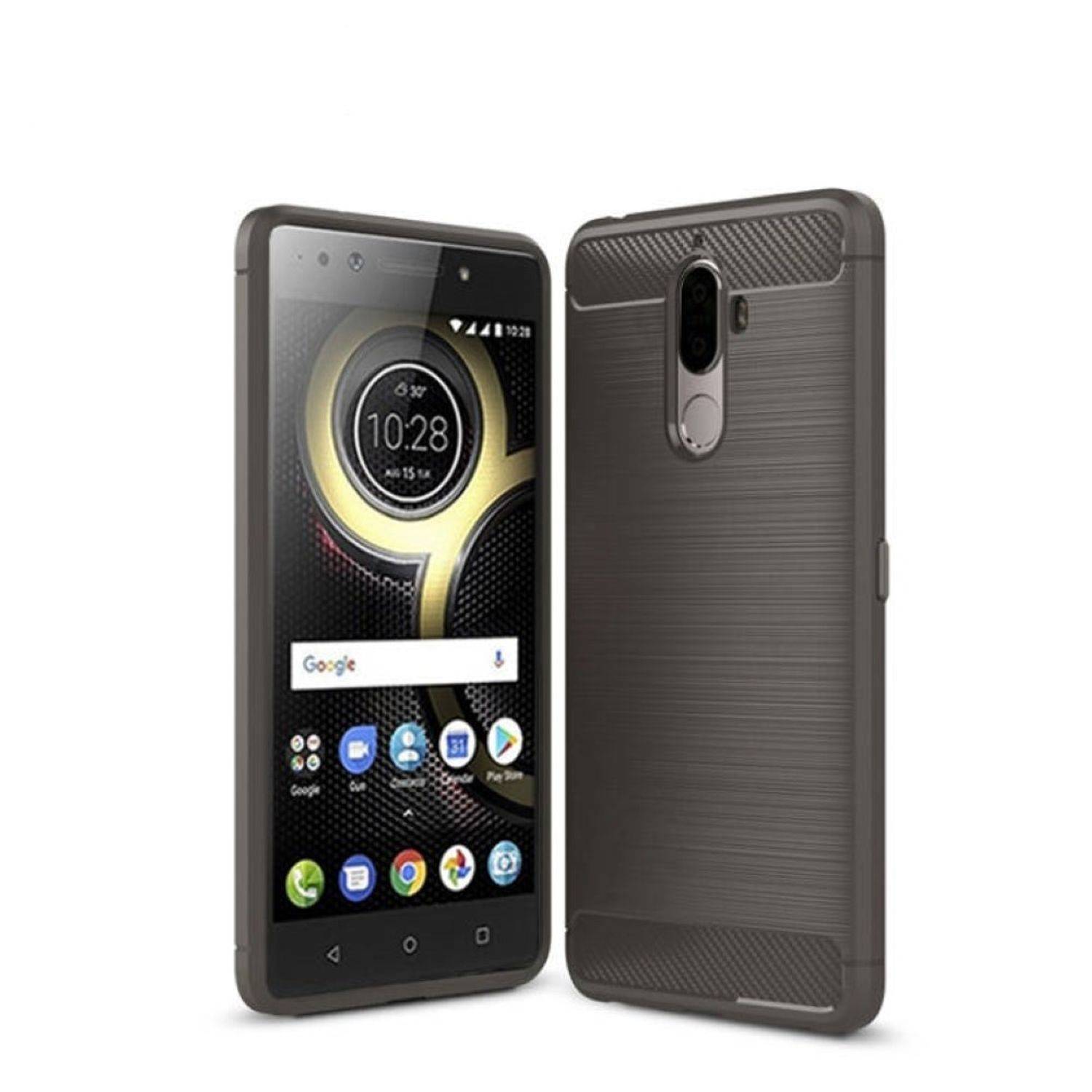 Lenovo K8 Plus Handyhülle Carbon Optik Backcover Grau