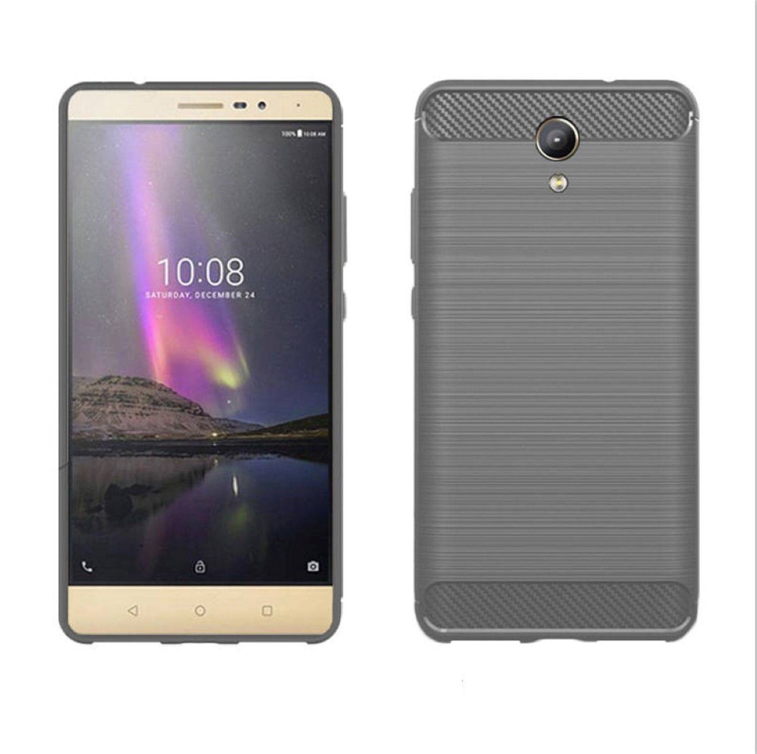 Lenovo Phab2 Handyhülle Carbon Optik Backcover Grau