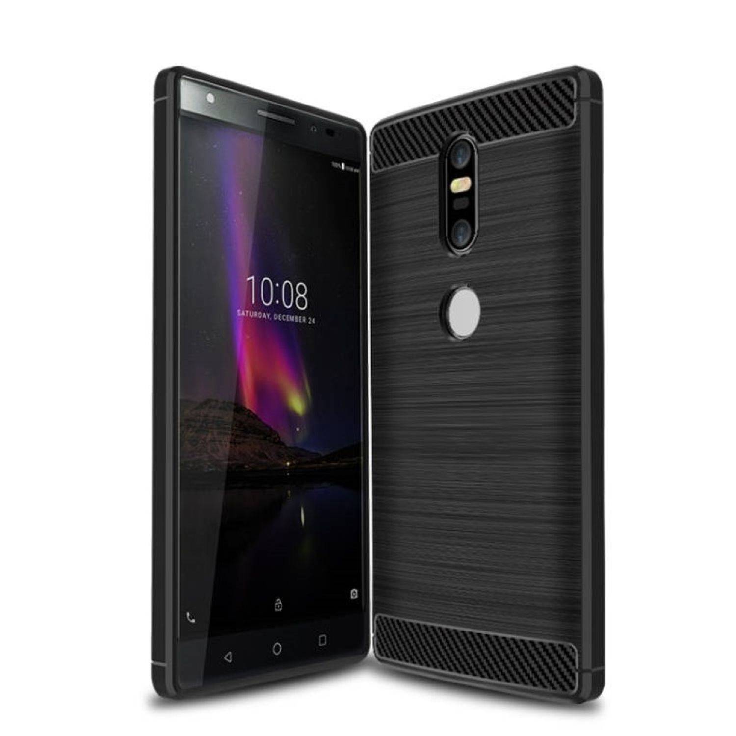 Lenovo Phab2 Plus Handyhülle Carbon Optik Backcover Schwarz