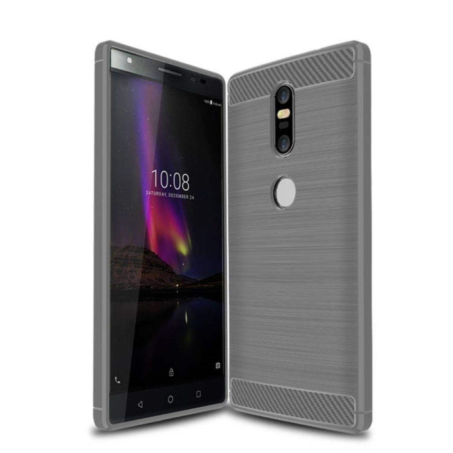 Lenovo Phab2 Plus Handyhülle Carbon Optik Backcover Grau