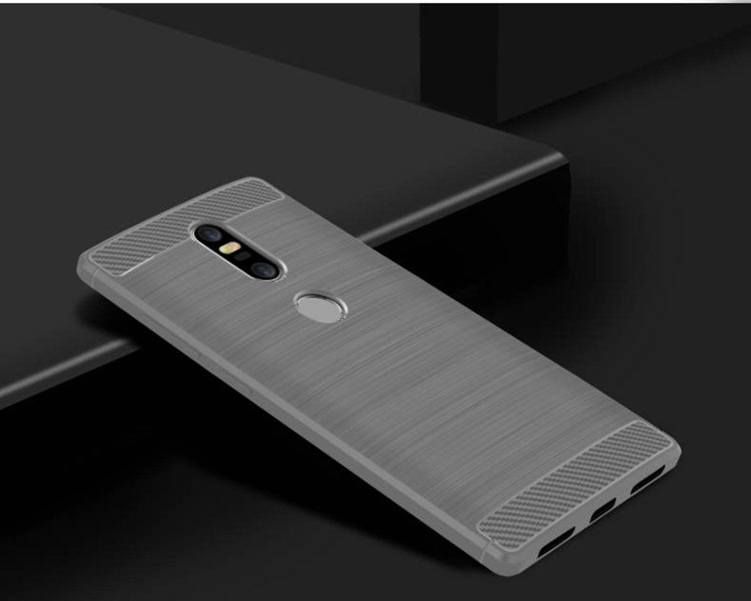 Lenovo Phab2 Plus Handyhülle Carbon Optik Backcover Grau