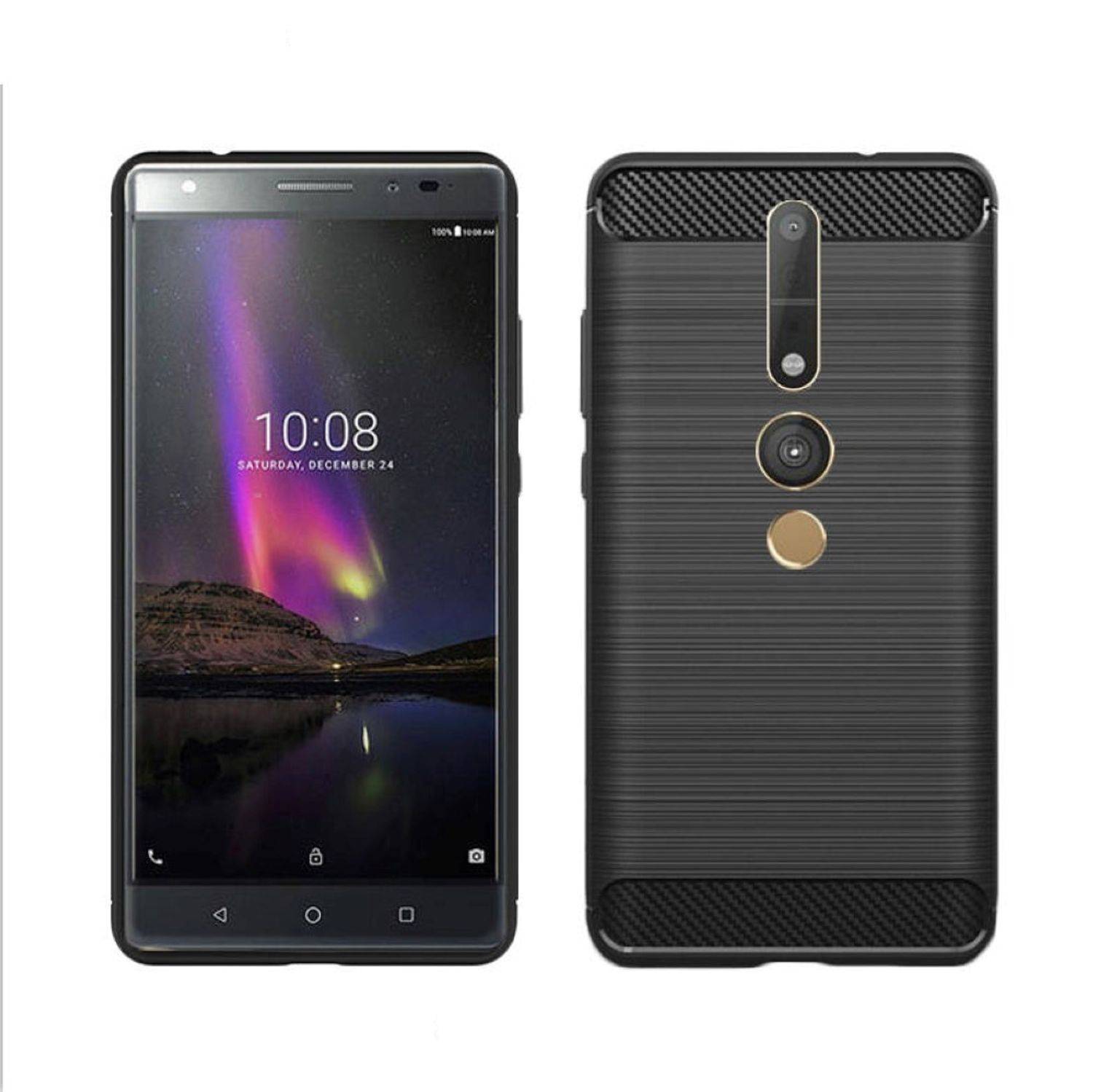 Lenovo Phab2 Pro Handyhülle Carbon Optik Backcover Schwarz
