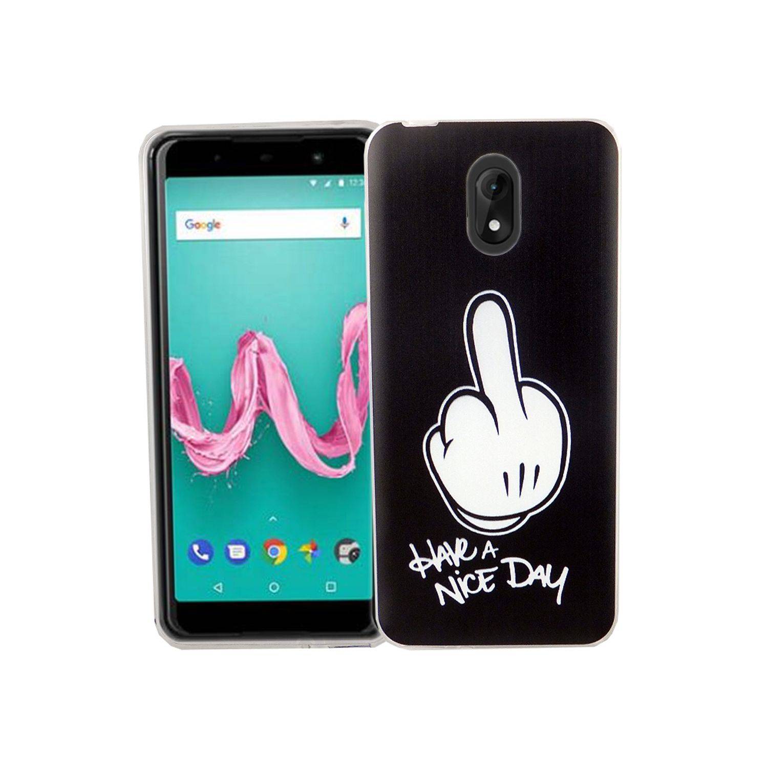 Wiko Lenny 5 Handyhülle Bumper Backcover Schwarz