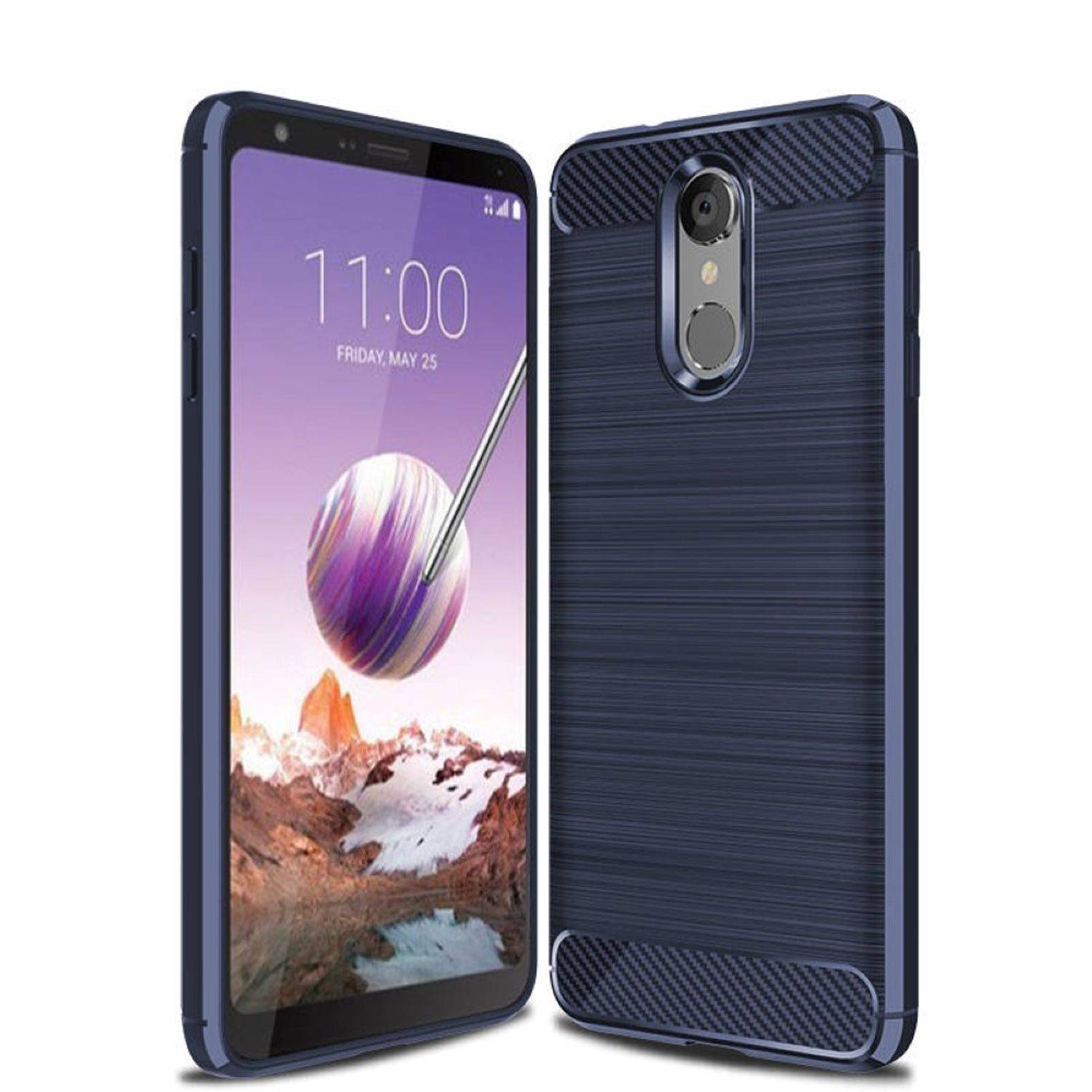 LG Q8 (2018) Handyhülle Carbon Optik Backcover Blau