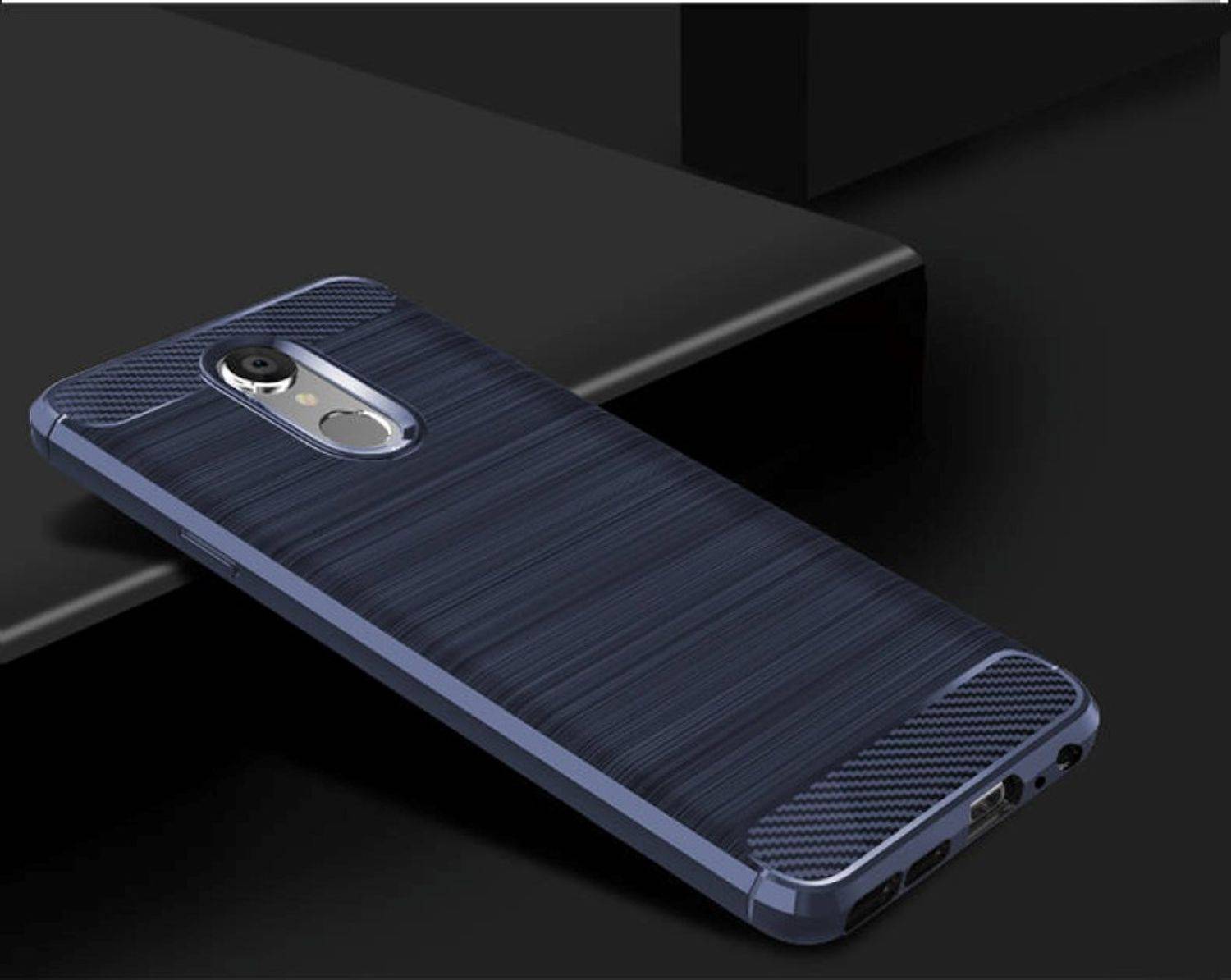 LG Q8 (2018) Handyhülle Carbon Optik Backcover Blau