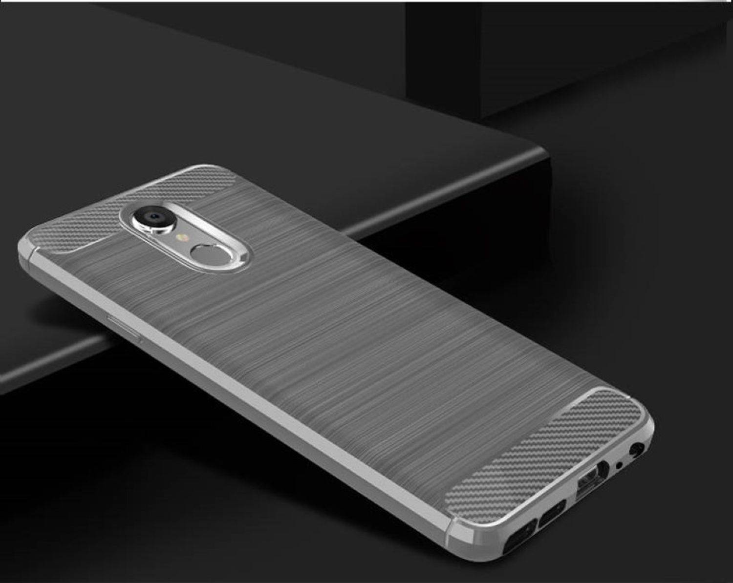 LG Q8 (2018) Handyhülle Carbon Optik Backcover Grau