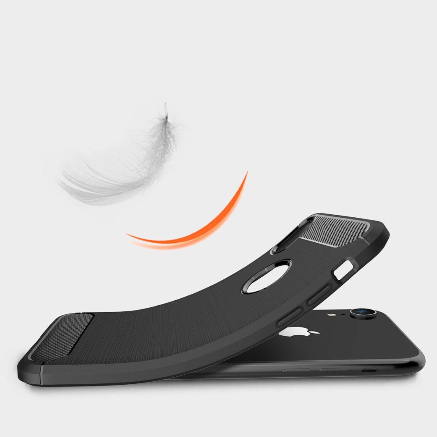 Apple iPhone XR Handyhülle Carbon Optik Backcover Blau