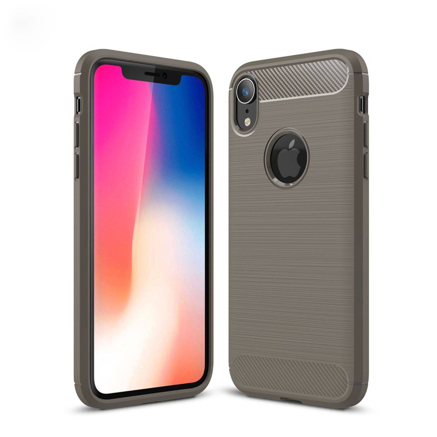 Apple iPhone XR Handyhülle Carbon Optik Backcover Grau