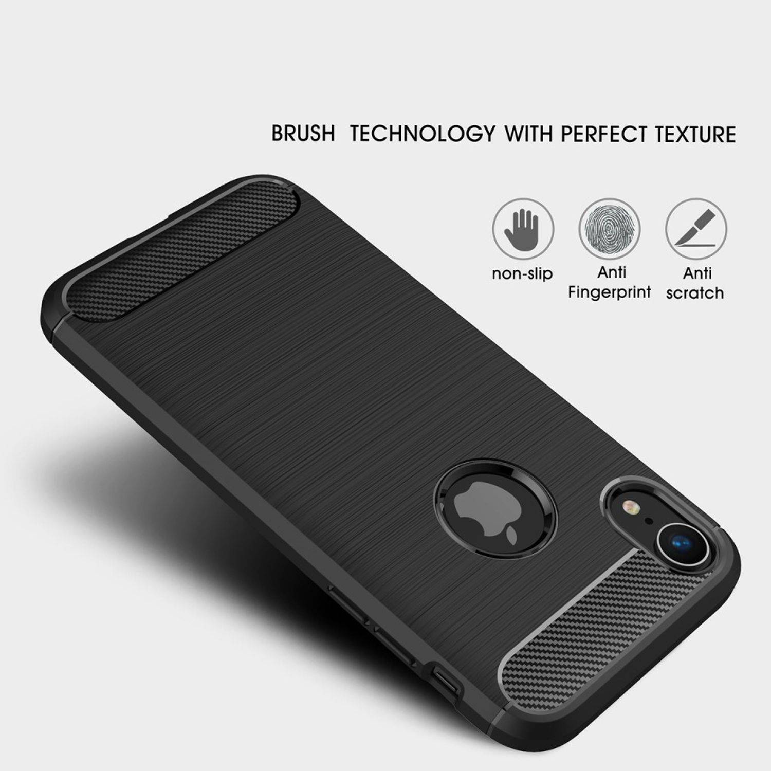 Apple iPhone XR Handyhülle Carbon Optik Backcover Grau