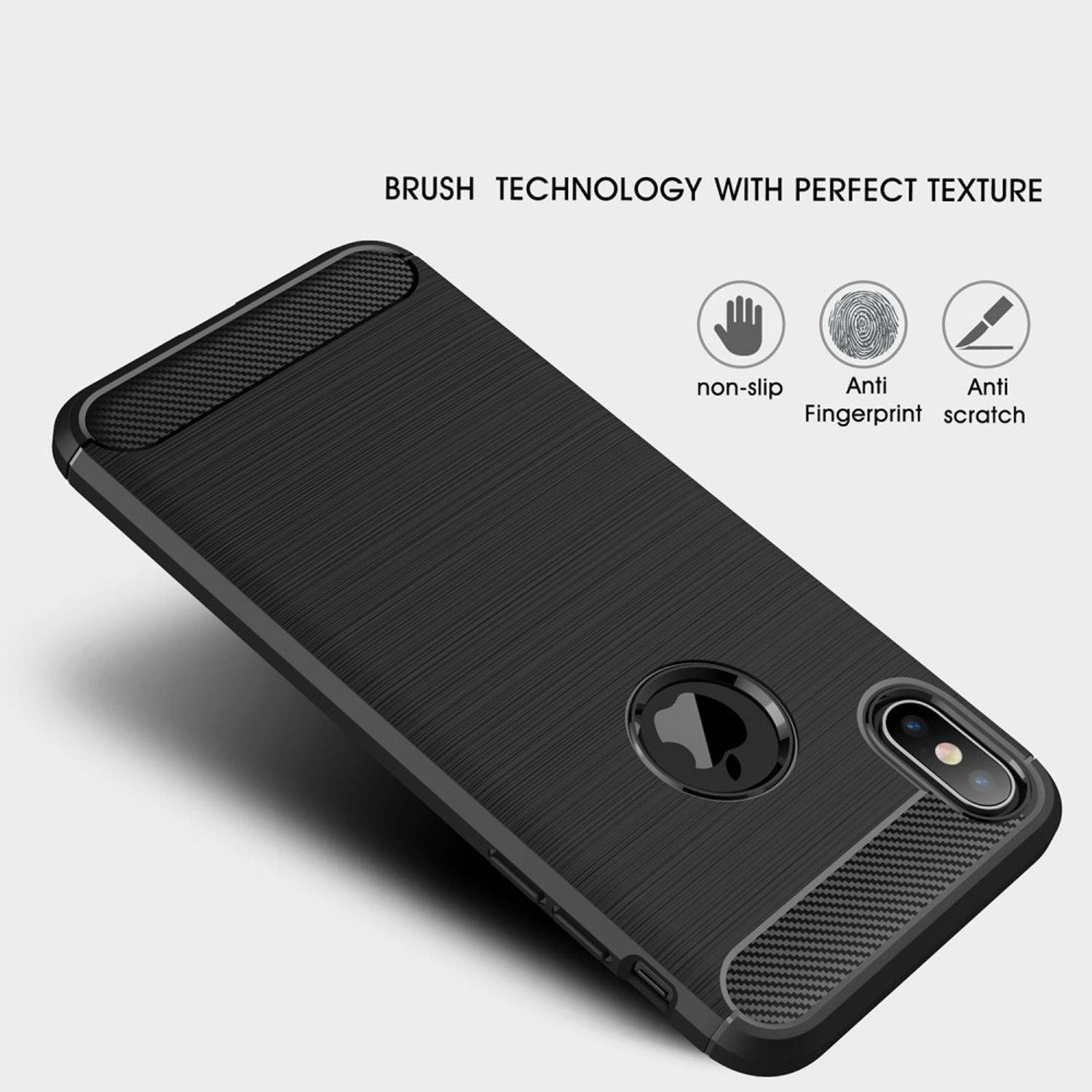 Apple iPhone XS Max Handyhülle Carbon Optik Backcover Blau