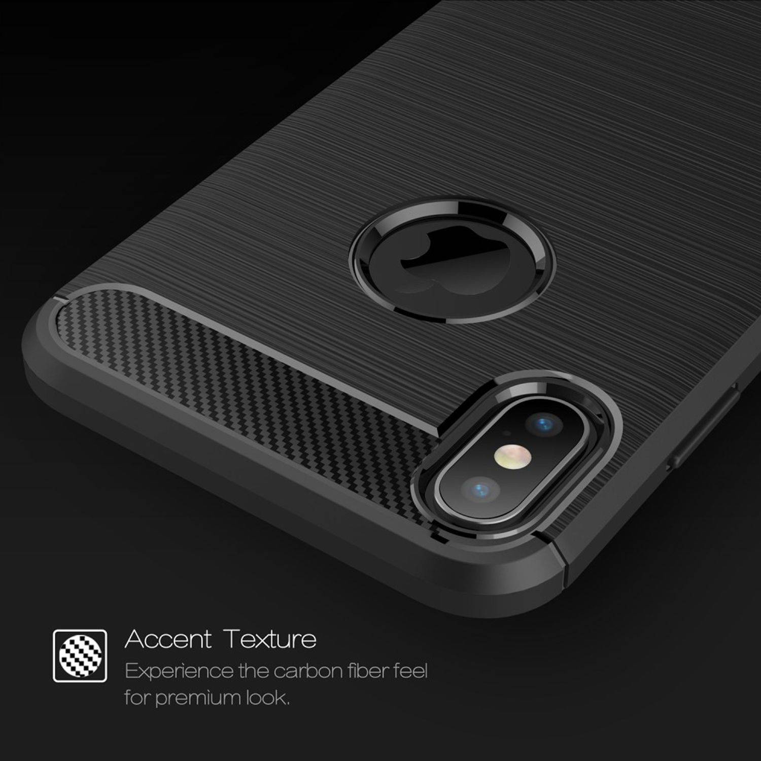 Apple iPhone XS Max Handyhülle Carbon Optik Backcover Blau