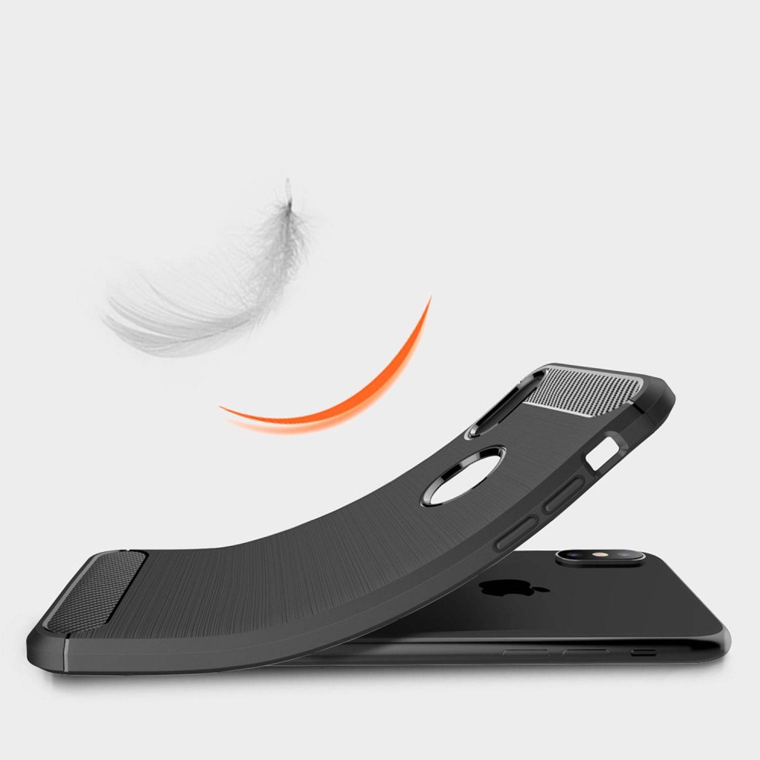 Apple iPhone XS Max Handyhülle Carbon Optik Backcover Blau