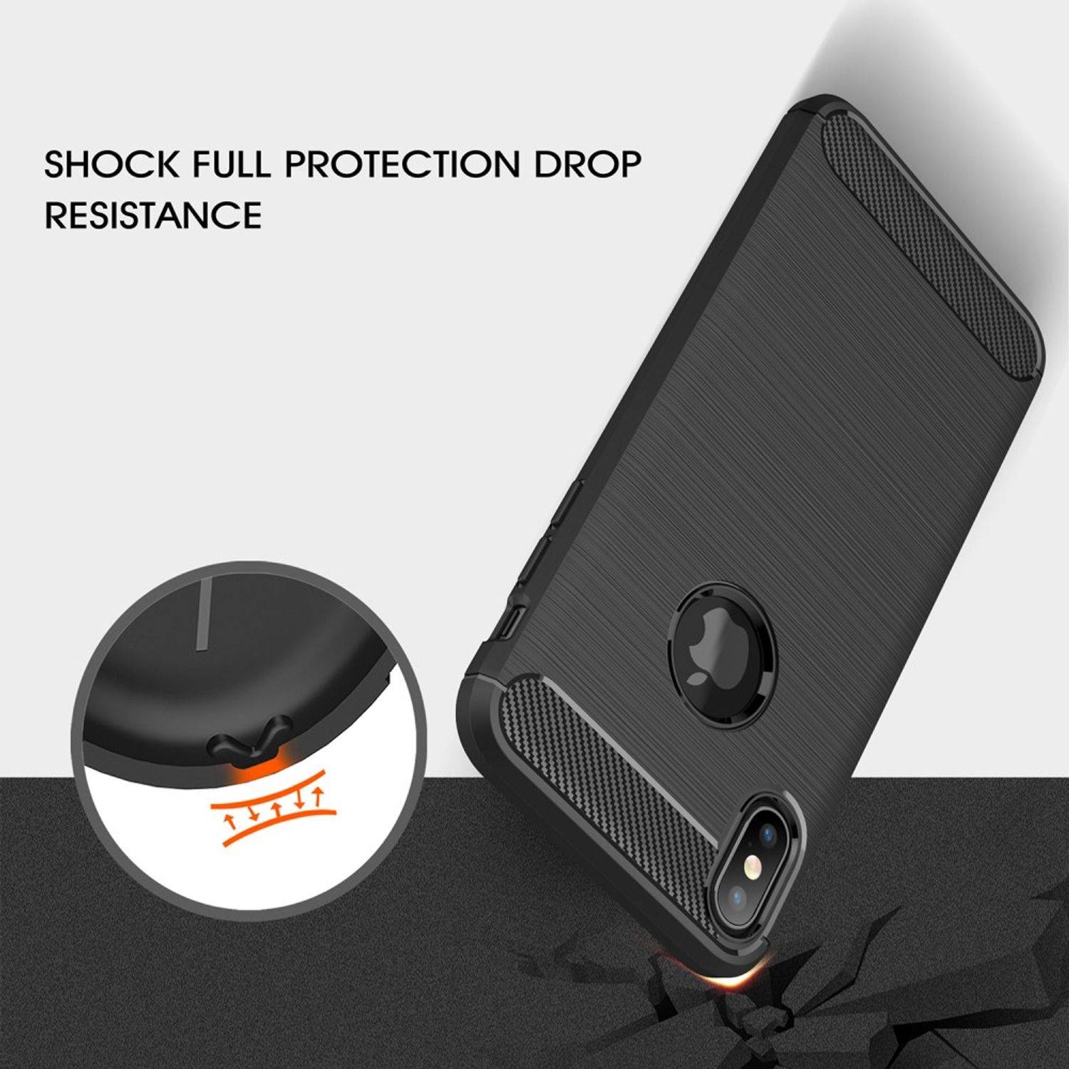 Apple iPhone XS Max Handyhülle Carbon Optik Backcover Blau