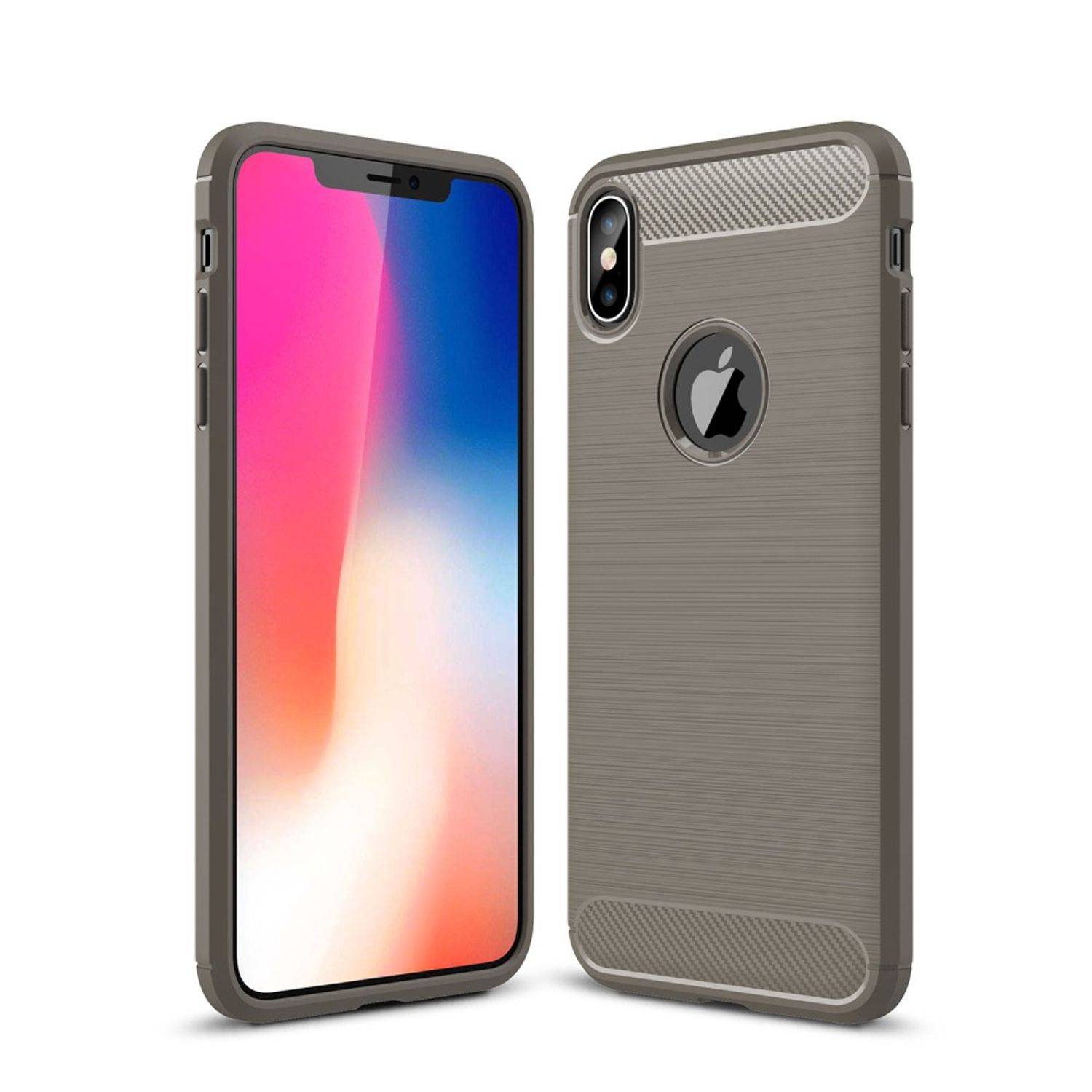 Apple iPhone XS Max Handyhülle Carbon Optik Backcover Grau