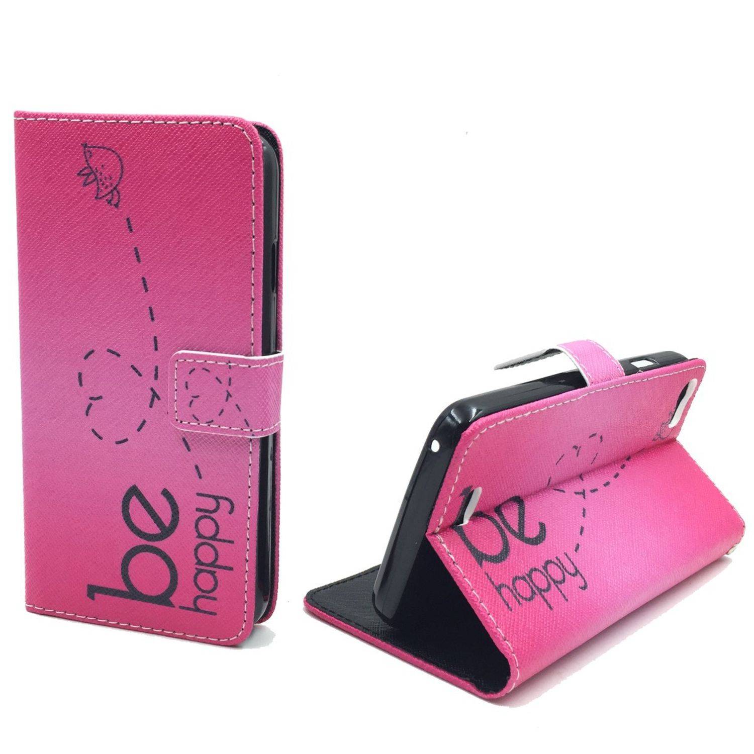 Wiko Lenny Handyhülle Bookcover Rosa