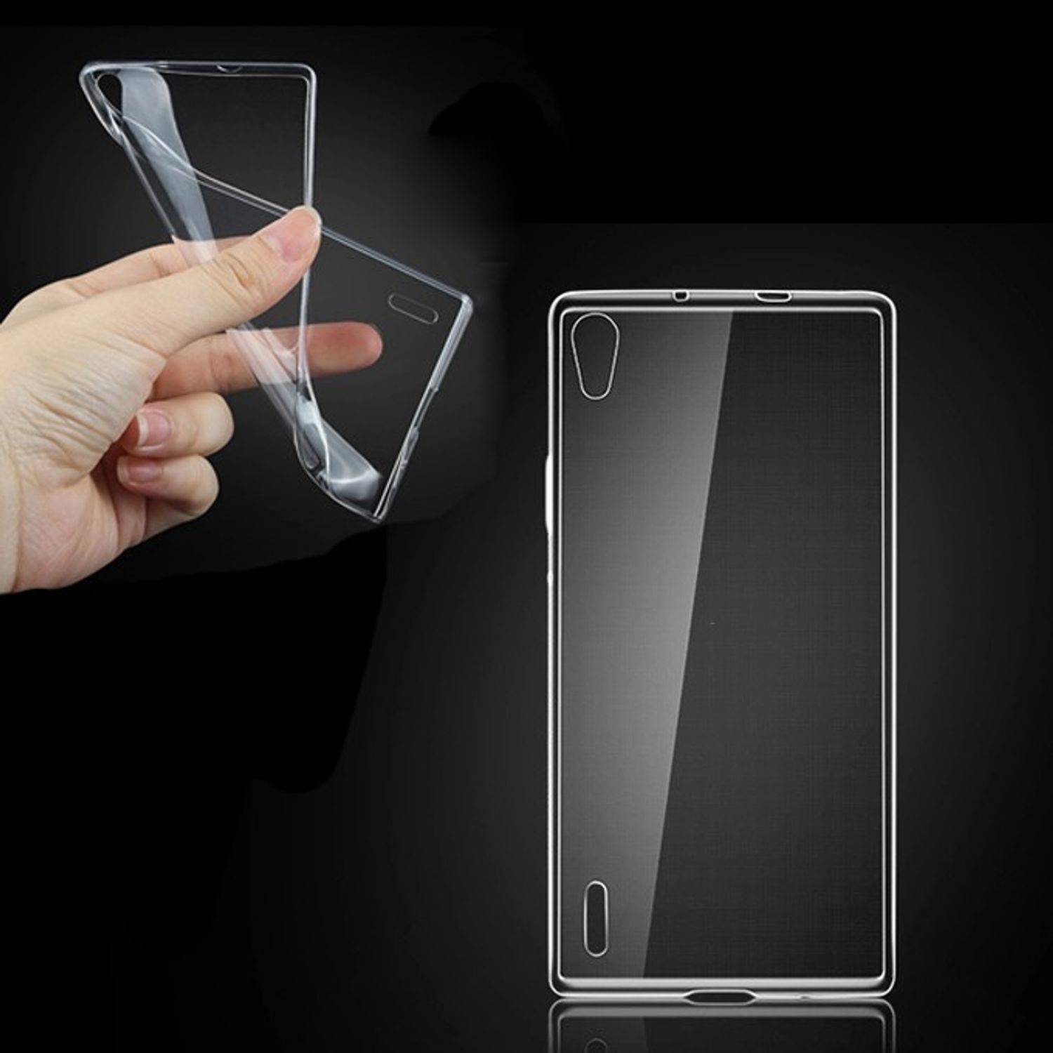 Huawei Ascend P7 Handyhülle Ultra Dünn Bumper Backcover Transparent