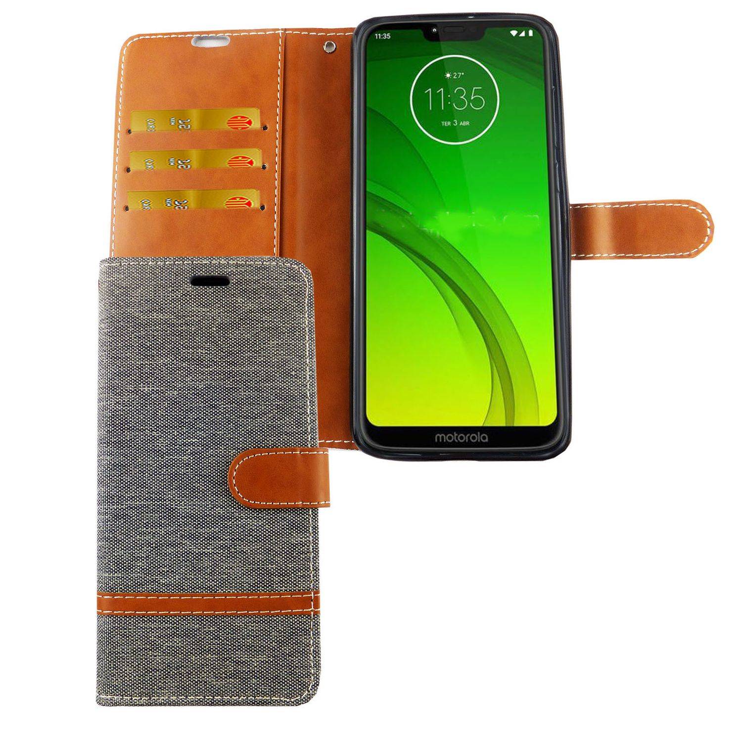 Motorola Moto G7 Handyhülle Bookcover Grau
