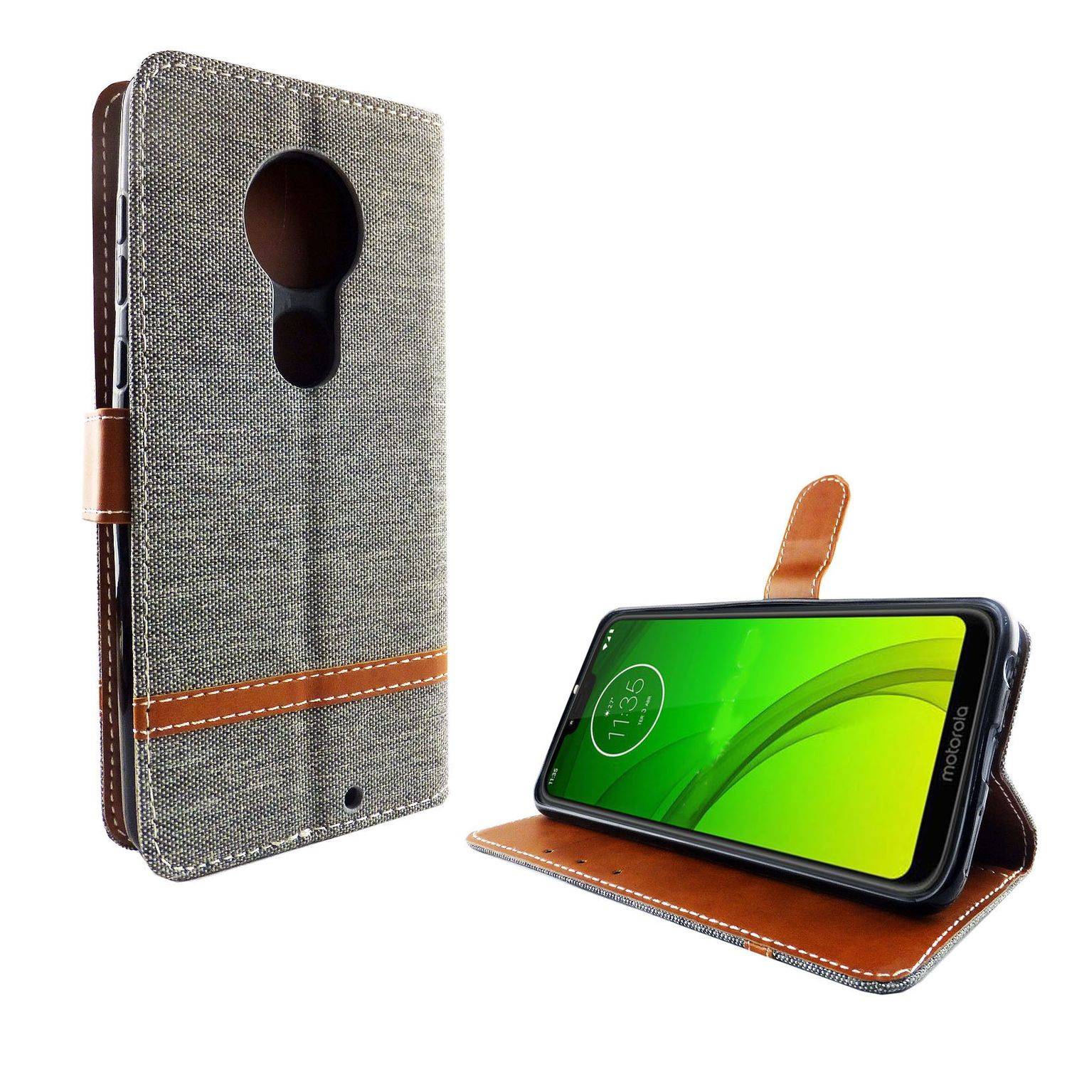 Motorola Moto G7 Handyhülle Bookcover Grau