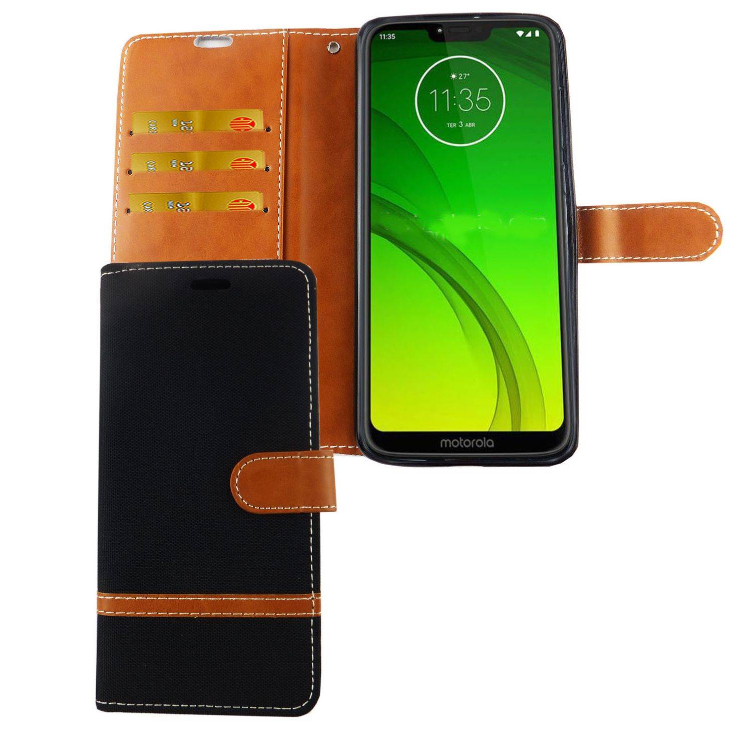 Motorola Moto G7 Handyhülle Bookcover Schwarz